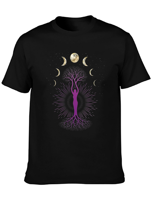 Moon Phase Tree Graphic Tee - Black