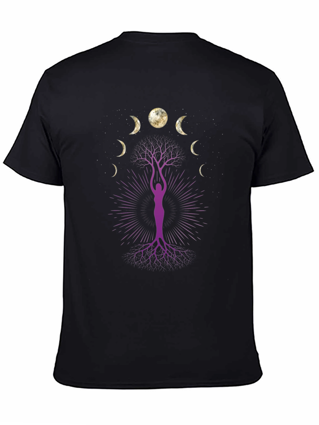 Moon Phase Tree Graphic Tee - Black