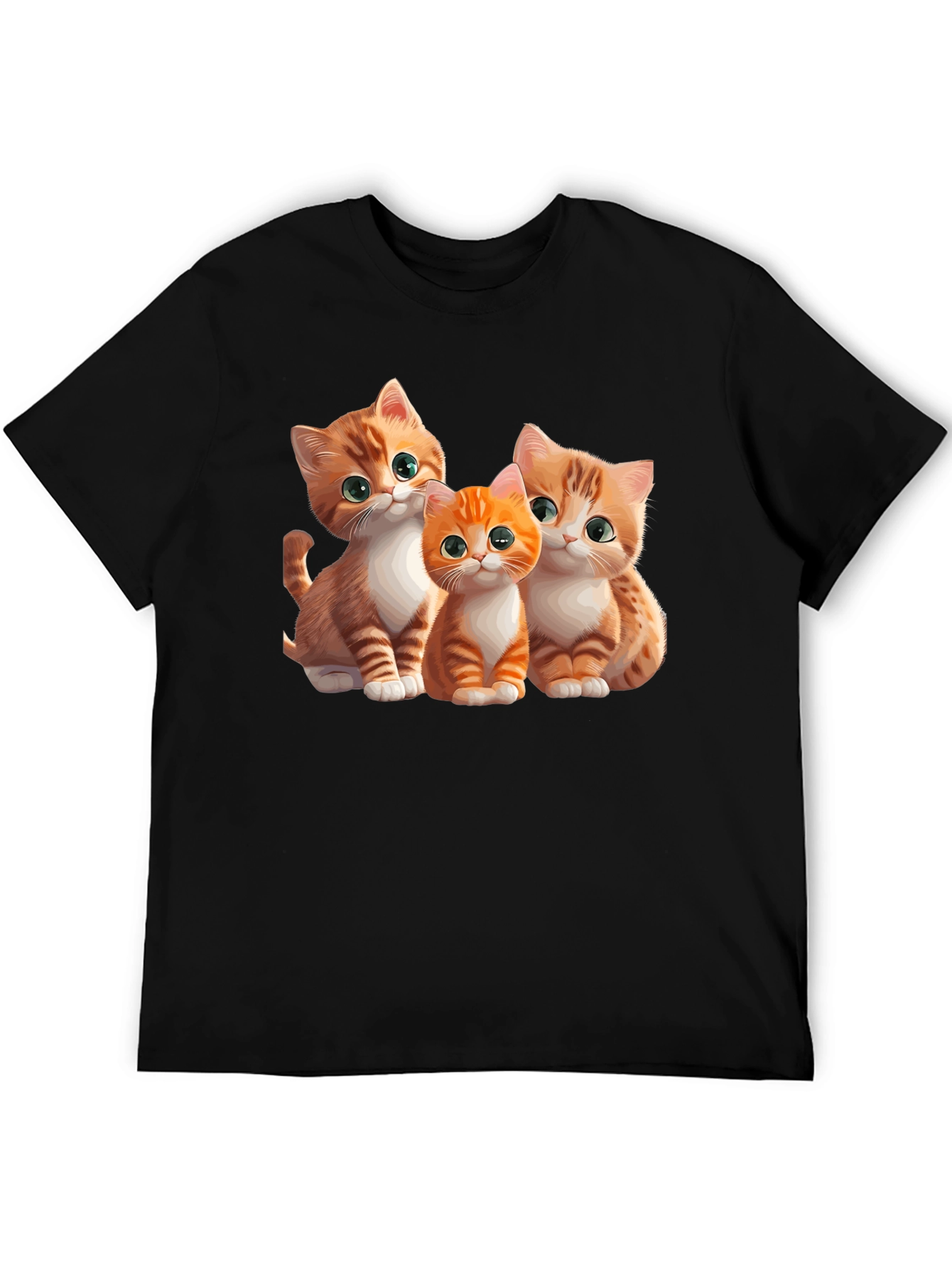 Cute Kitten Trio Black T-Shirt