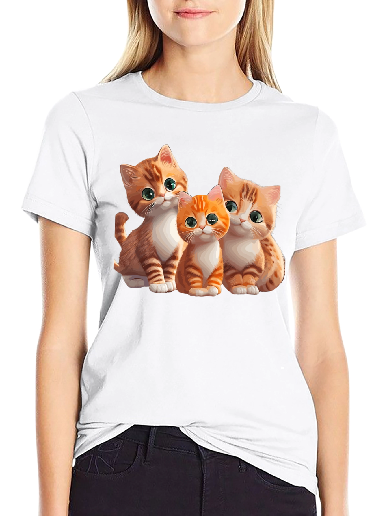 Cute Kitten Trio Black T-Shirt