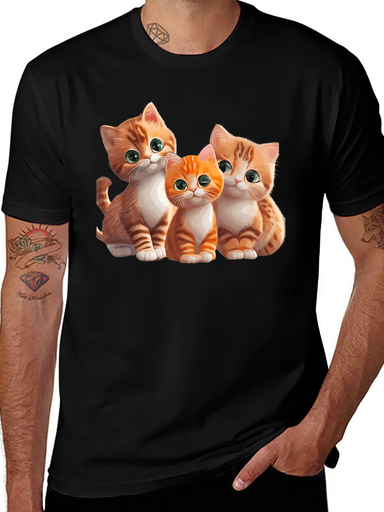 Cute Kitten Trio Black T-Shirt