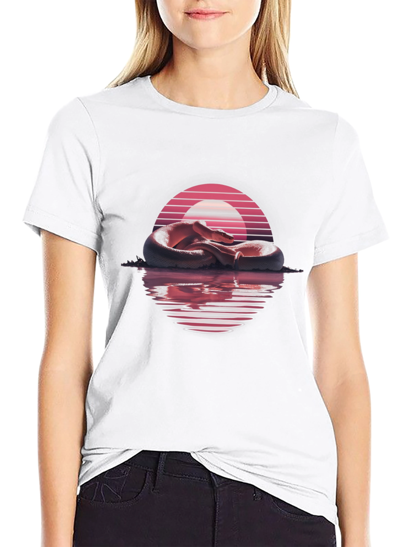 Synthwave Snake Graphic Tee - Retro Serpent T-Shirt