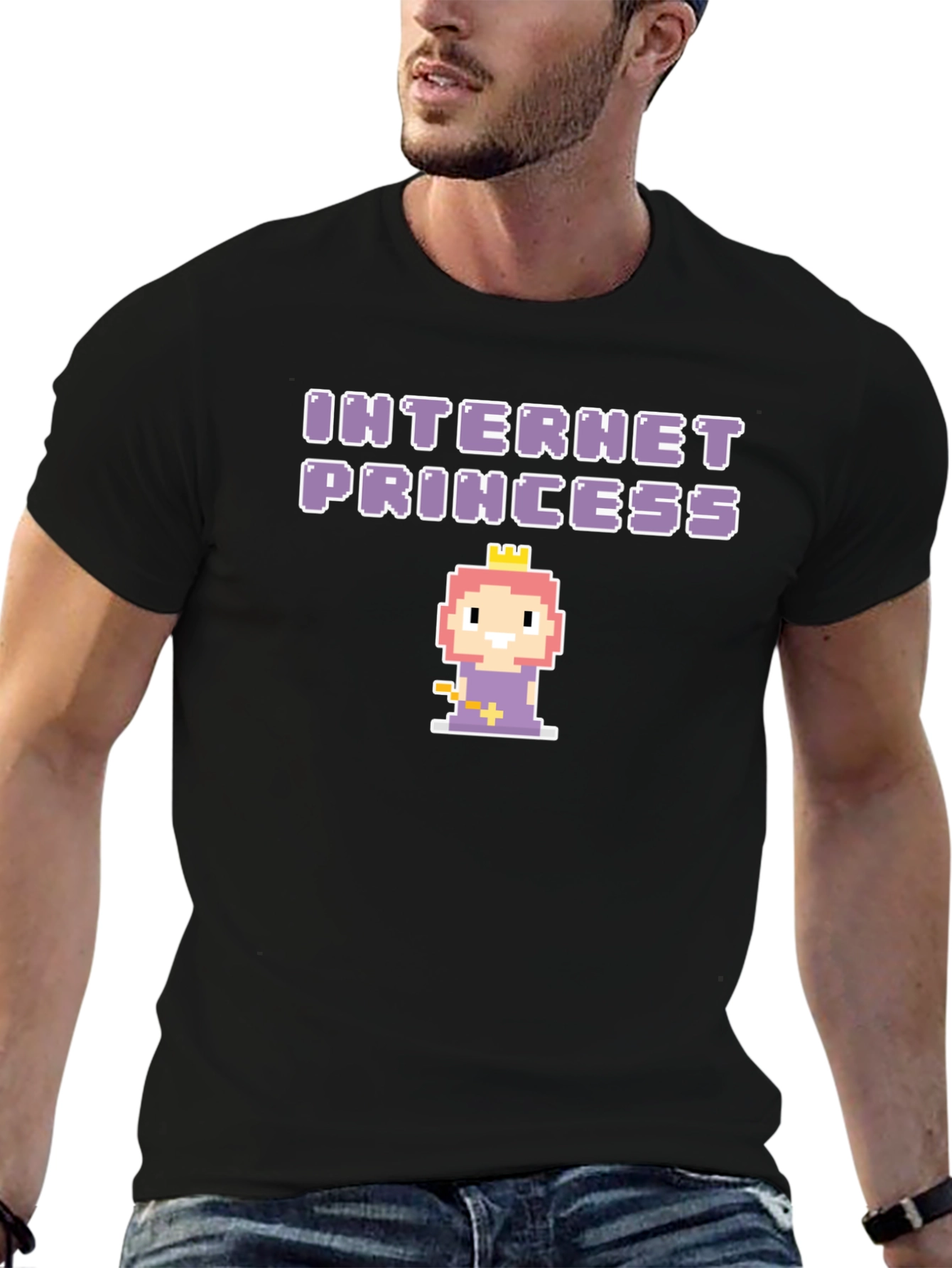 Internet Princess Black T-Shirt - Pixel Art Graphic Tee