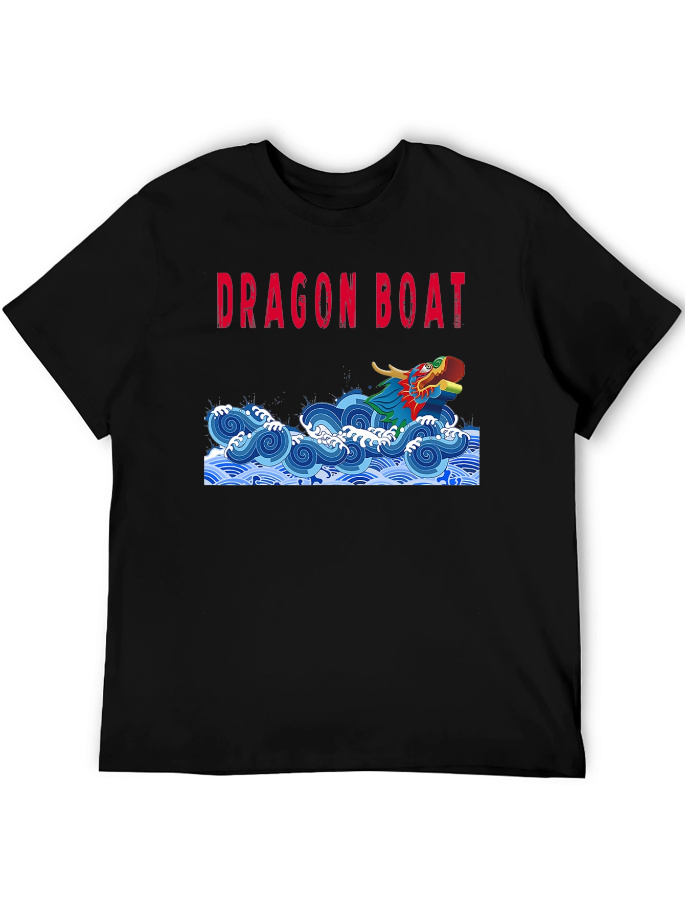 Dragon Boat Graphic Tee - Black Cotton T-Shirt