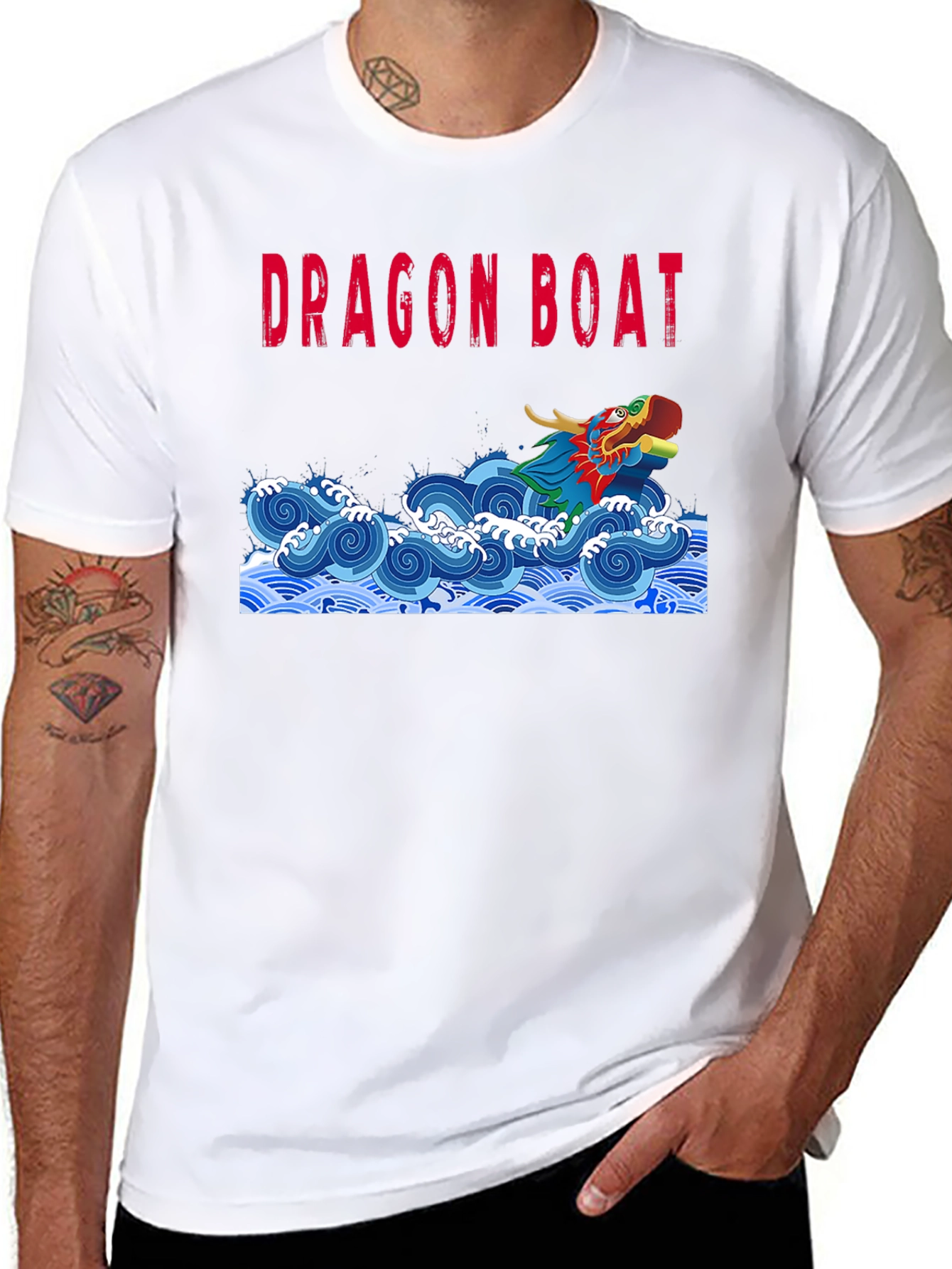 Dragon Boat Graphic Tee - Black Cotton T-Shirt