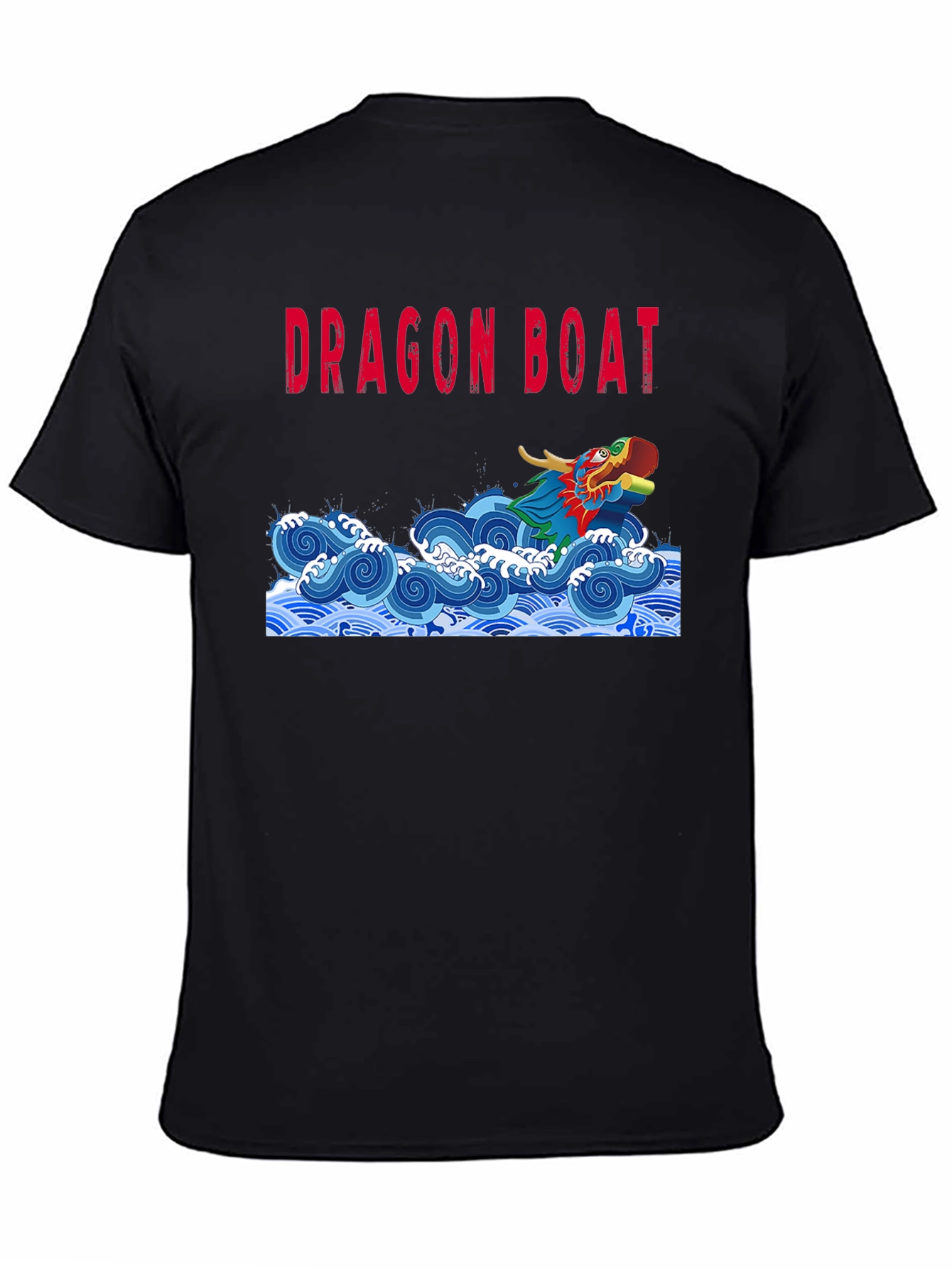 Dragon Boat Graphic Tee - Black Cotton T-Shirt