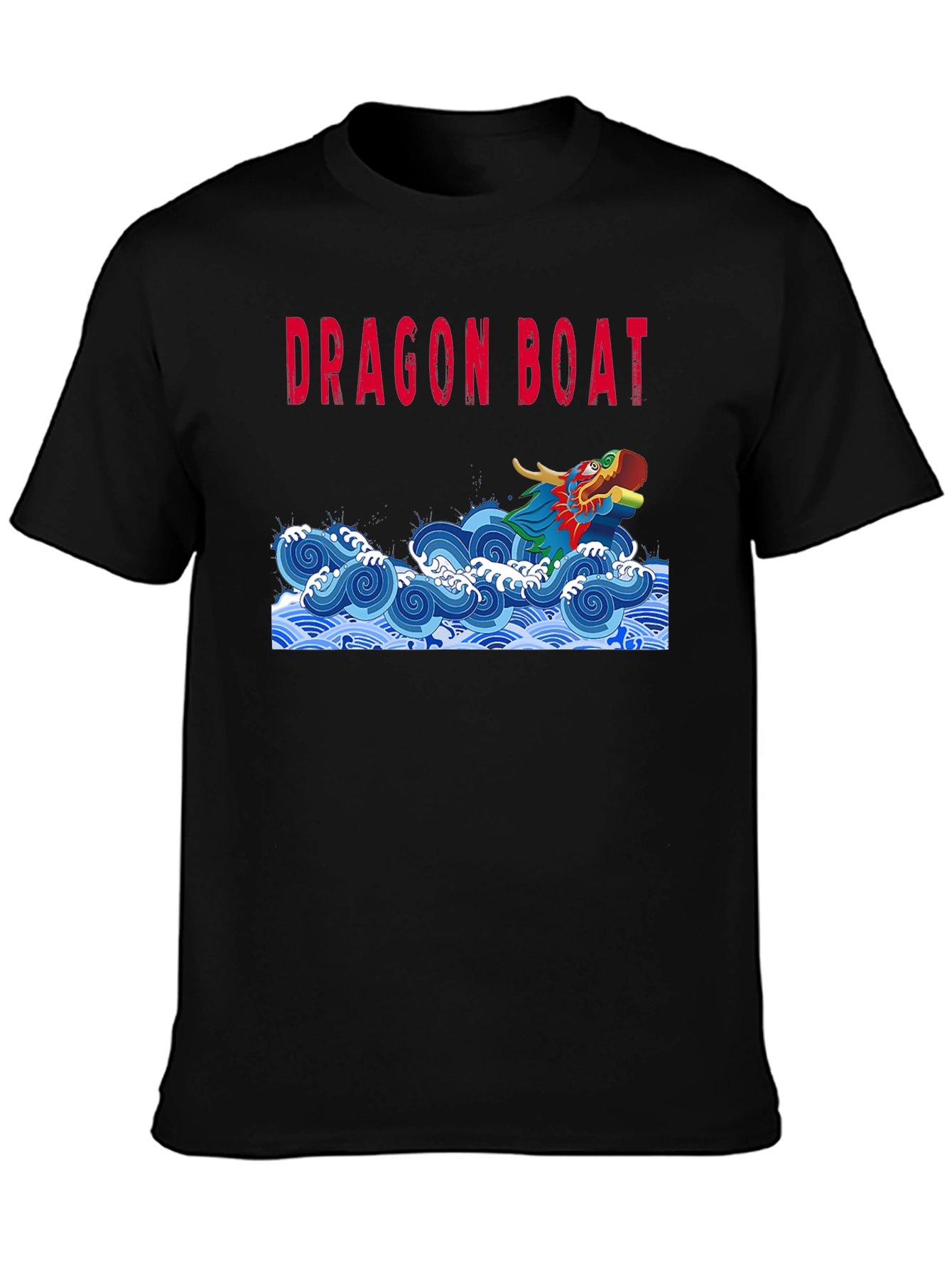 Dragon Boat Graphic Tee - Black Cotton T-Shirt