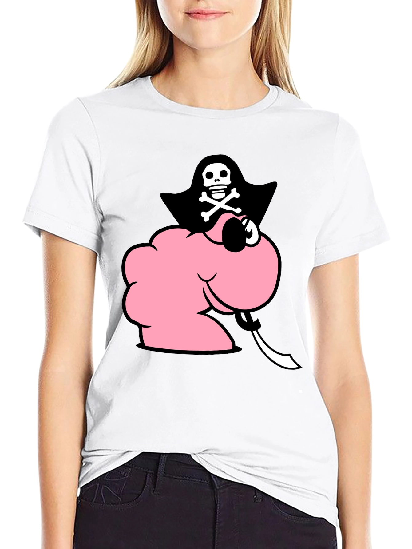 Pink Pirate Worm T-Shirt - Funny Cartoon Tee