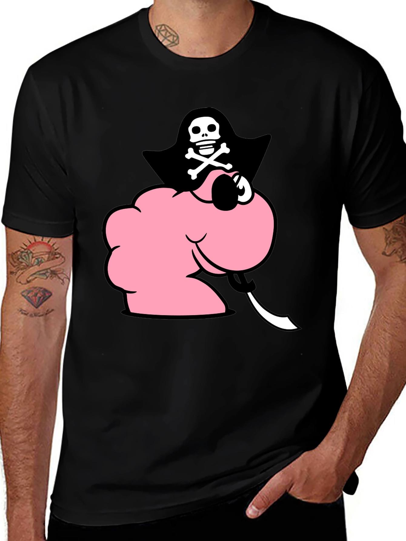 Pink Pirate Worm T-Shirt - Funny Cartoon Tee