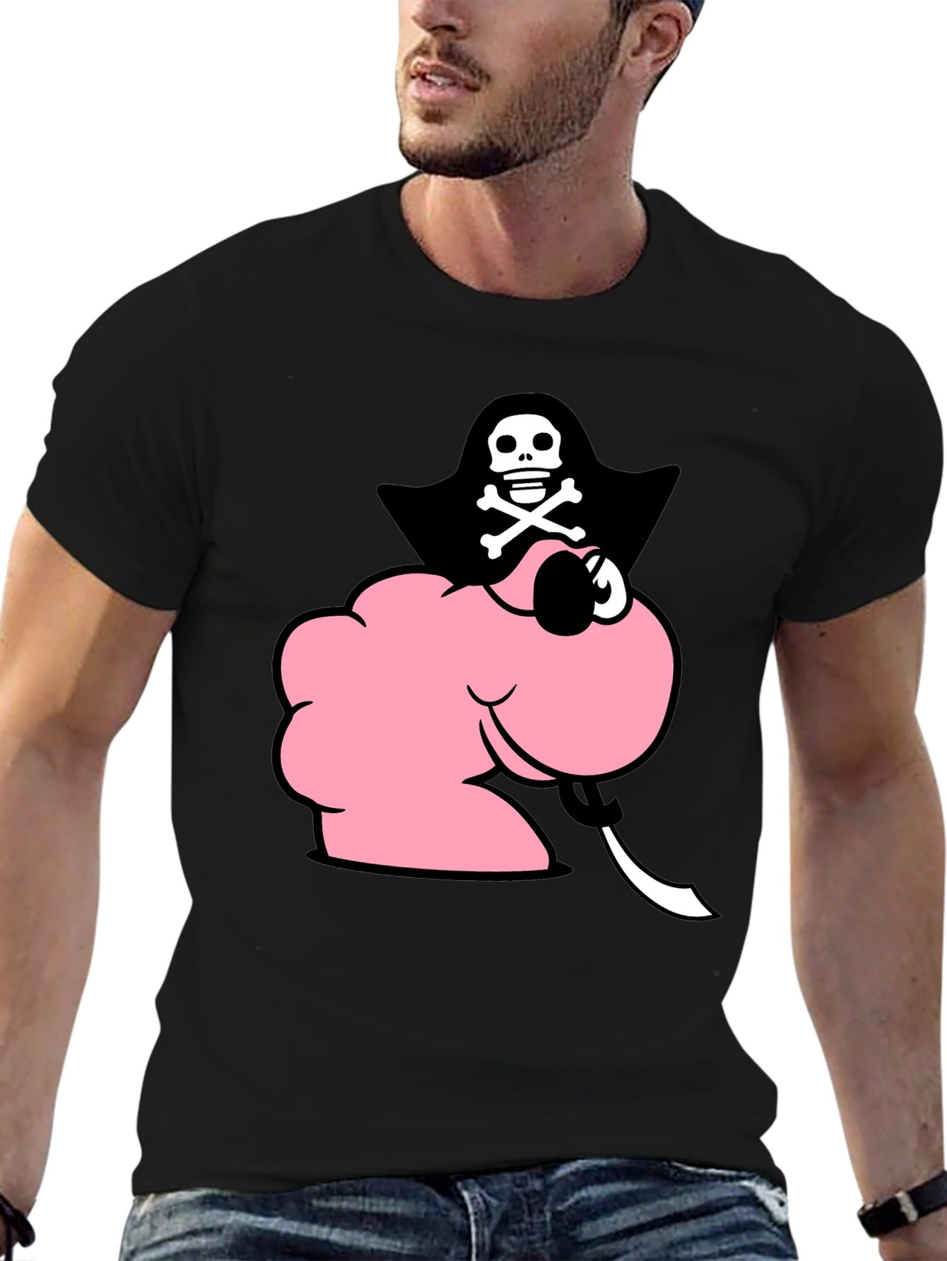Pink Pirate Worm T-Shirt - Funny Cartoon Tee