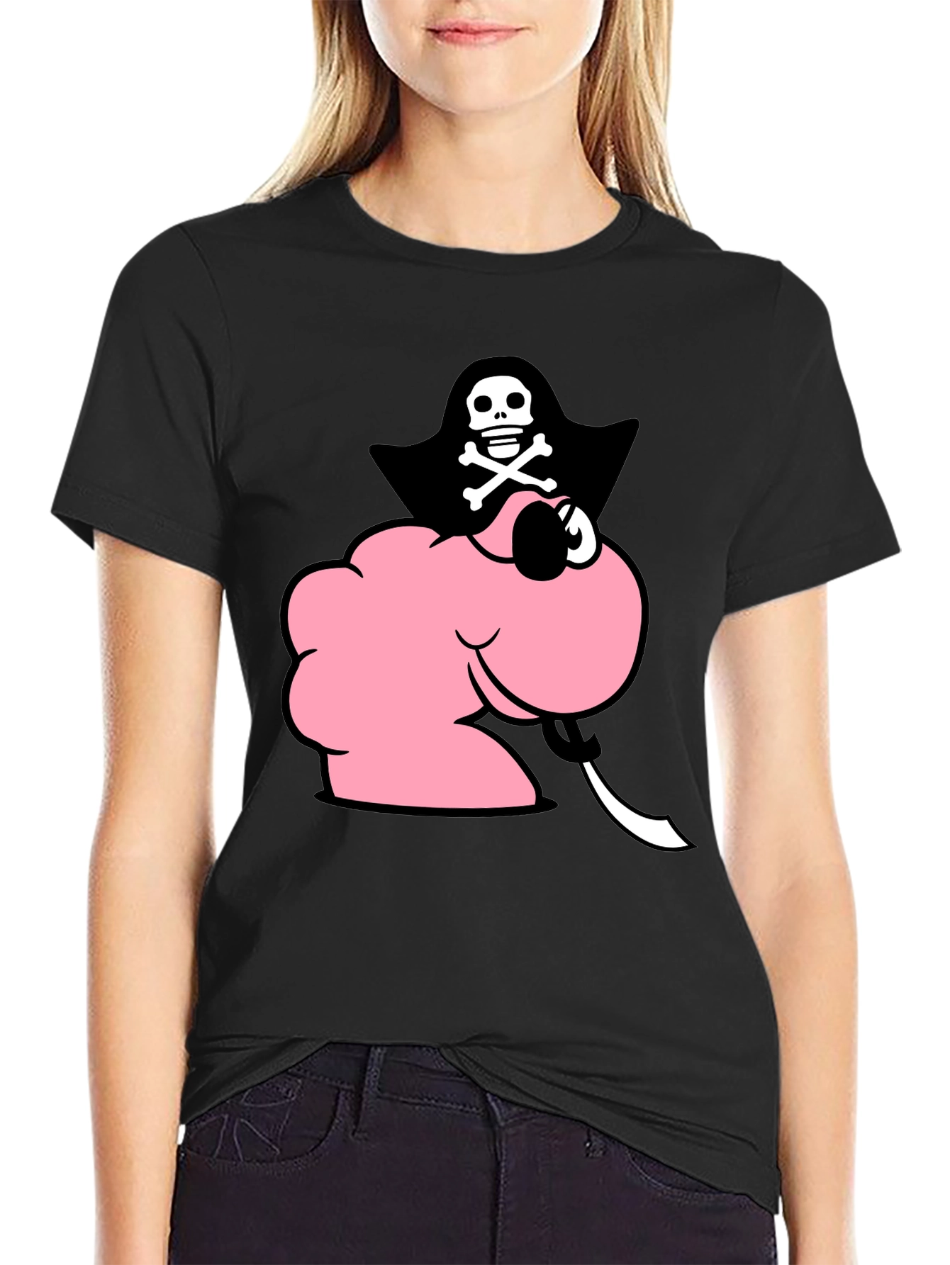 Pink Pirate Worm T-Shirt - Funny Cartoon Tee