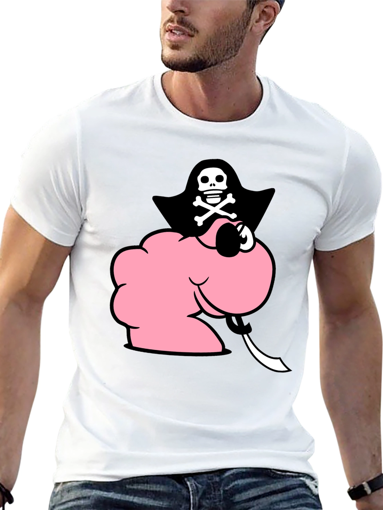 Pink Pirate Worm T-Shirt - Funny Cartoon Tee