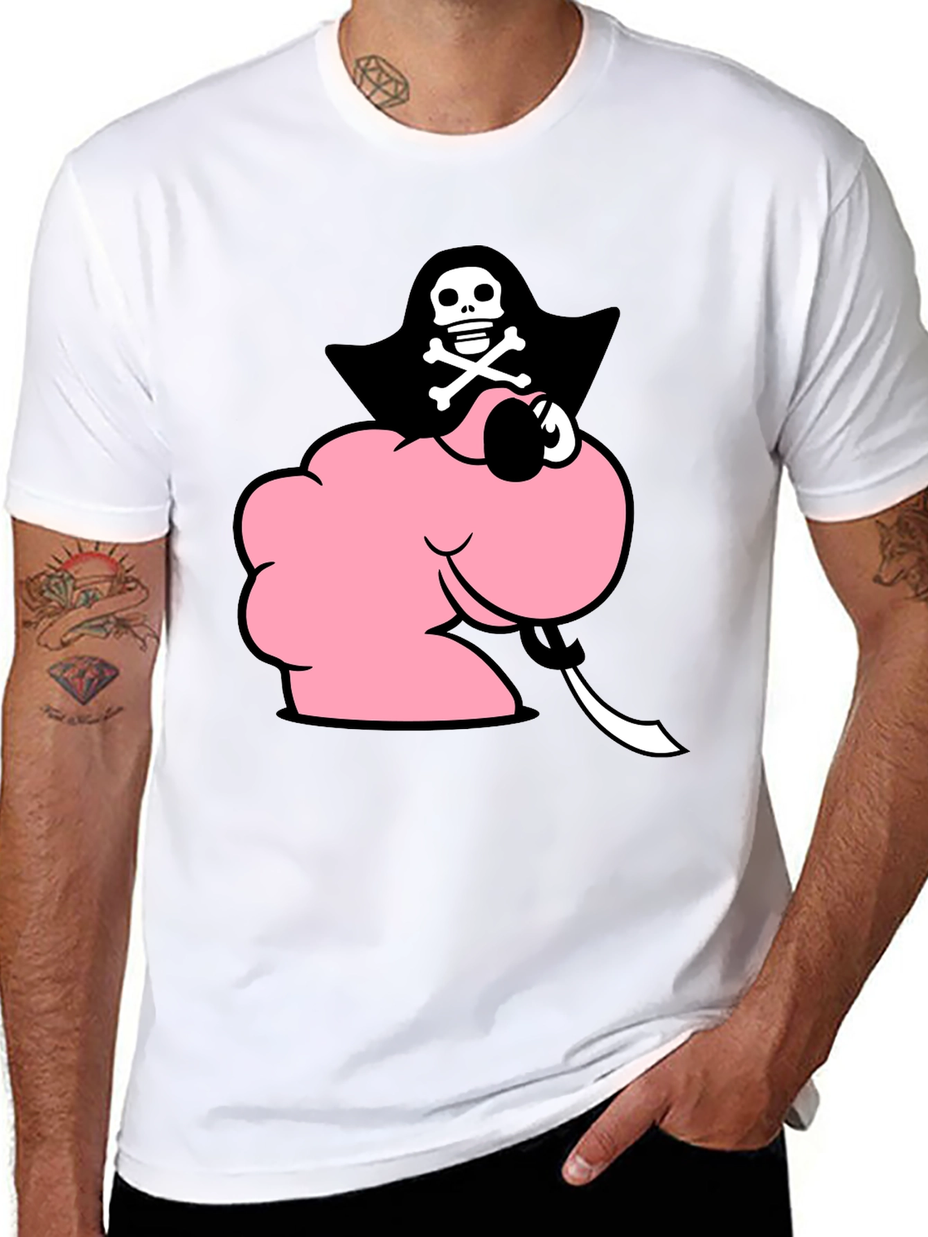 Pink Pirate Worm T-Shirt - Funny Cartoon Tee