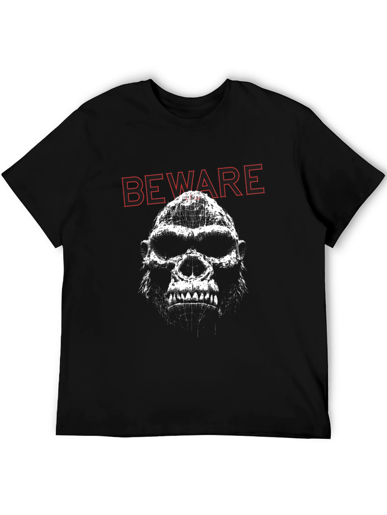 Beware Graphic Print Black T-Shirt
