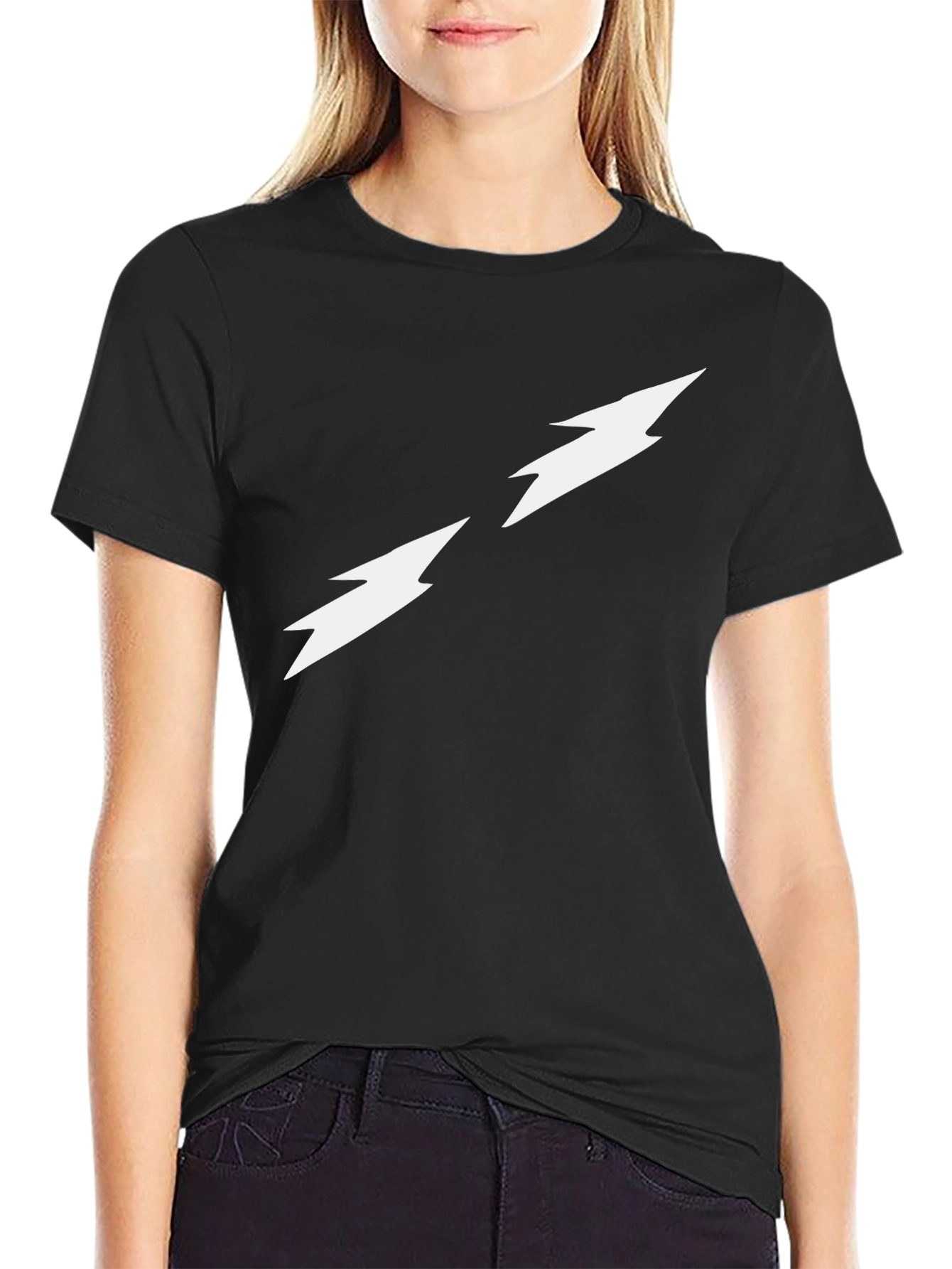 Black Tee with Lightning Bolt Design