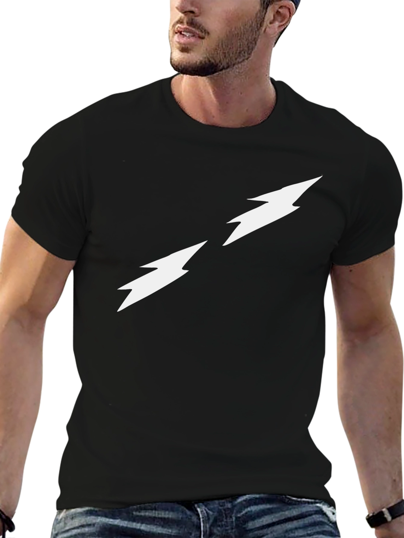Black Tee with Lightning Bolt Design