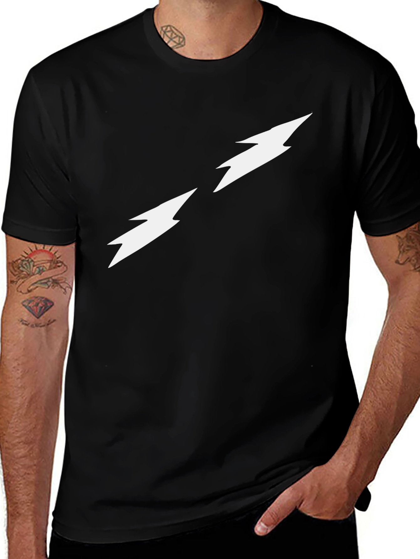 Black Tee with Lightning Bolt Design
