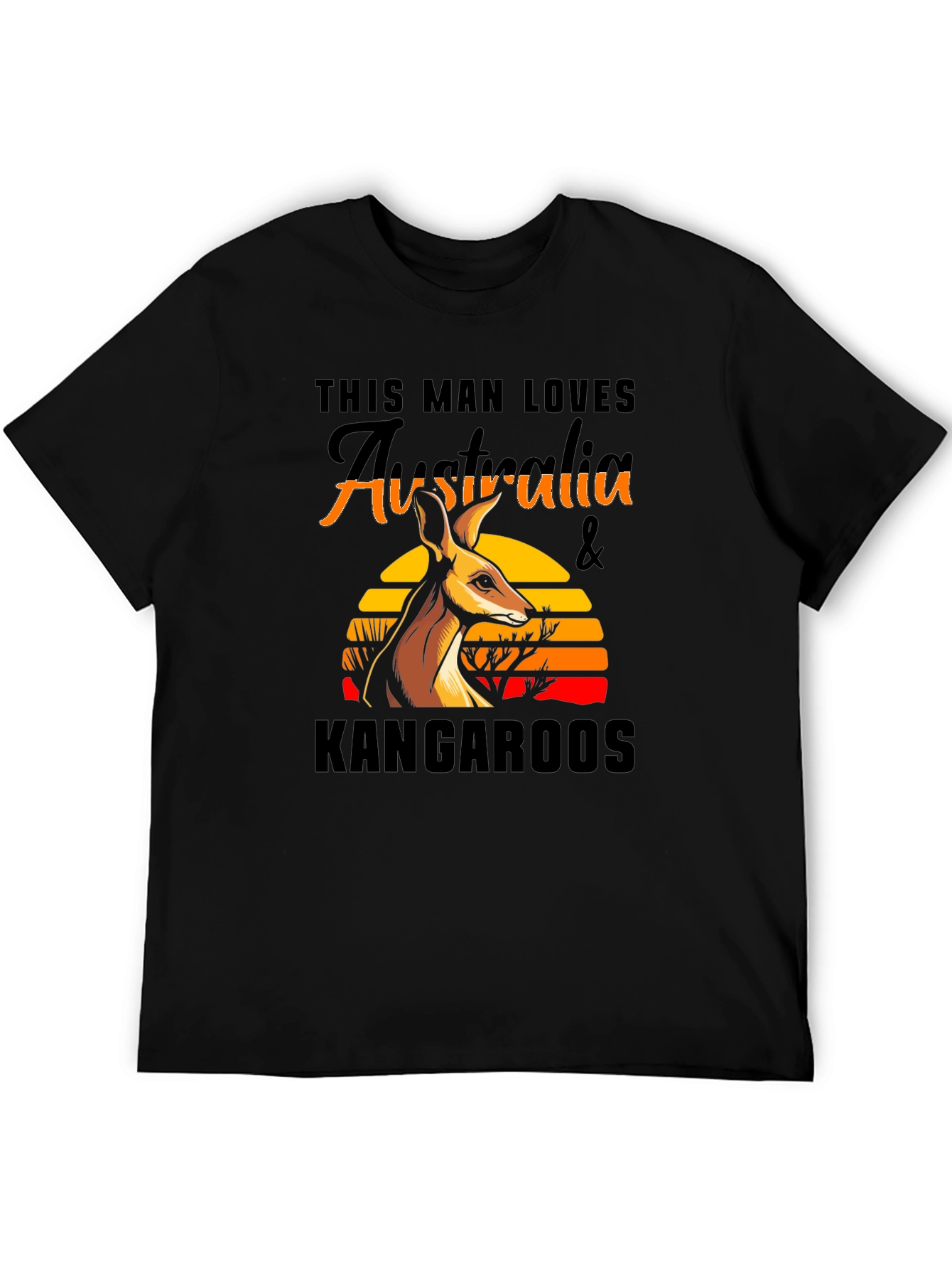 Australia Kangaroo T-Shirt Mens Black Graphic Tee