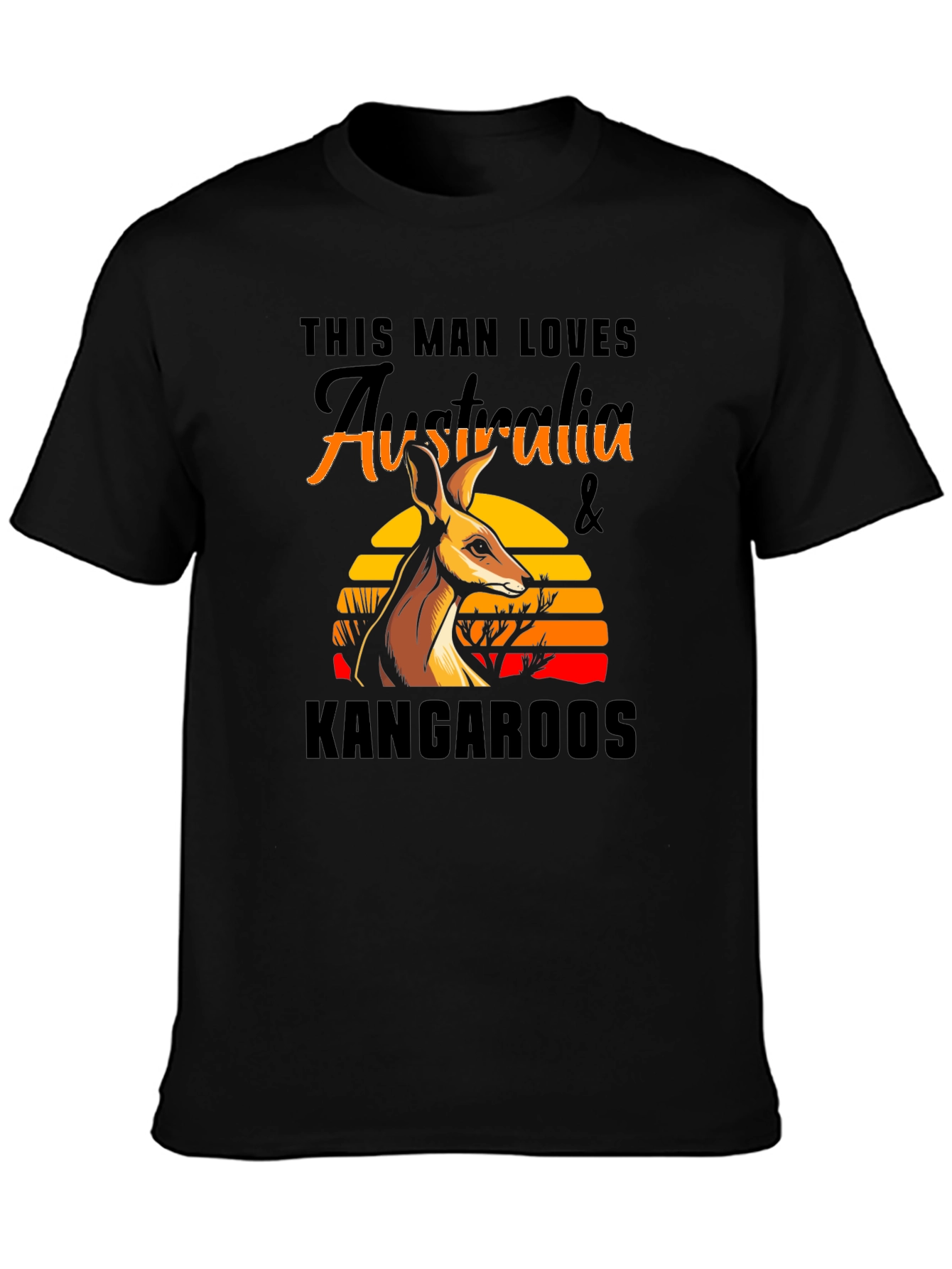 Australia Kangaroo T-Shirt Mens Black Graphic Tee