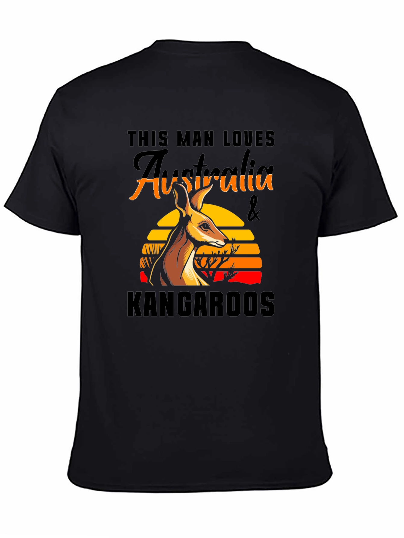 Australia Kangaroo T-Shirt Mens Black Graphic Tee