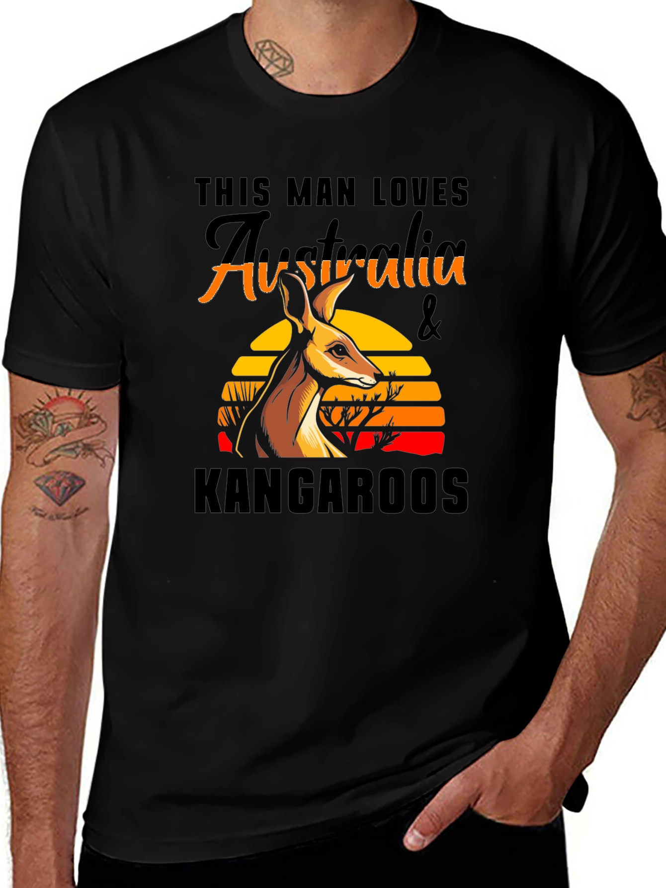 Australia Kangaroo T-Shirt Mens Black Graphic Tee