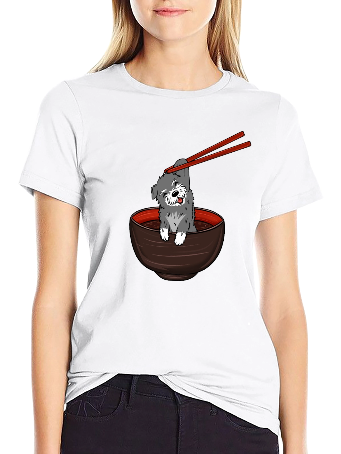 Dog in Ramen Bowl Graphic Tee