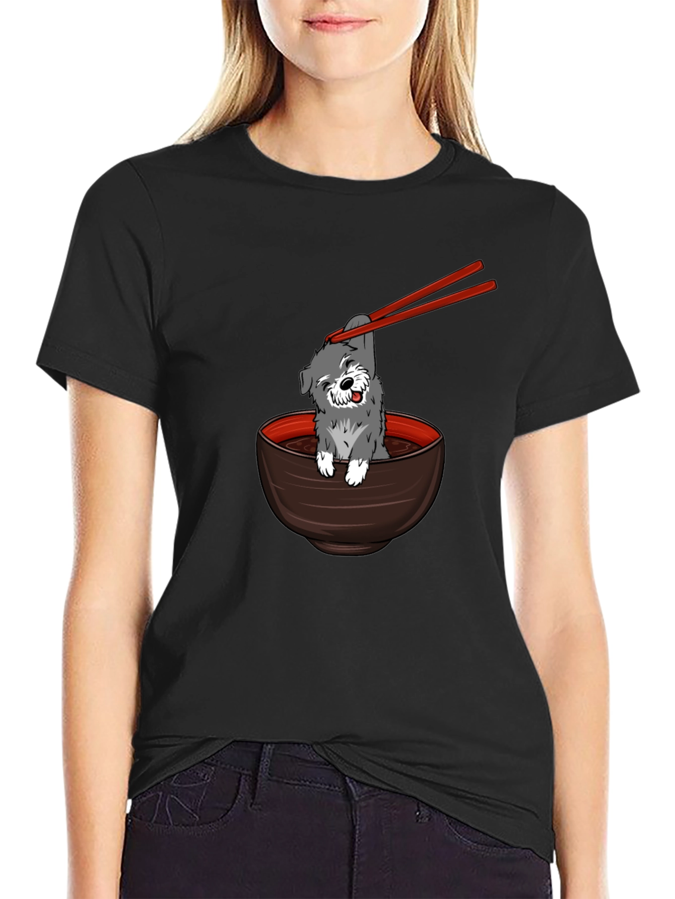 Dog in Ramen Bowl Graphic Tee
