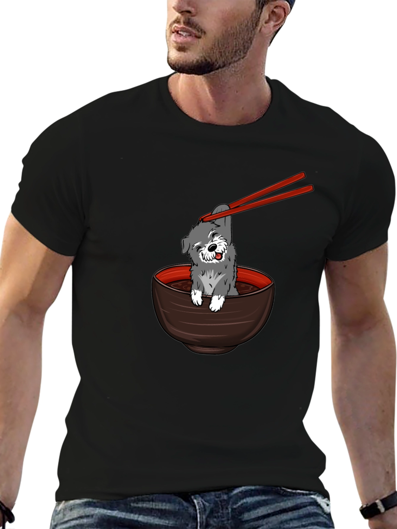 Dog in Ramen Bowl Graphic Tee