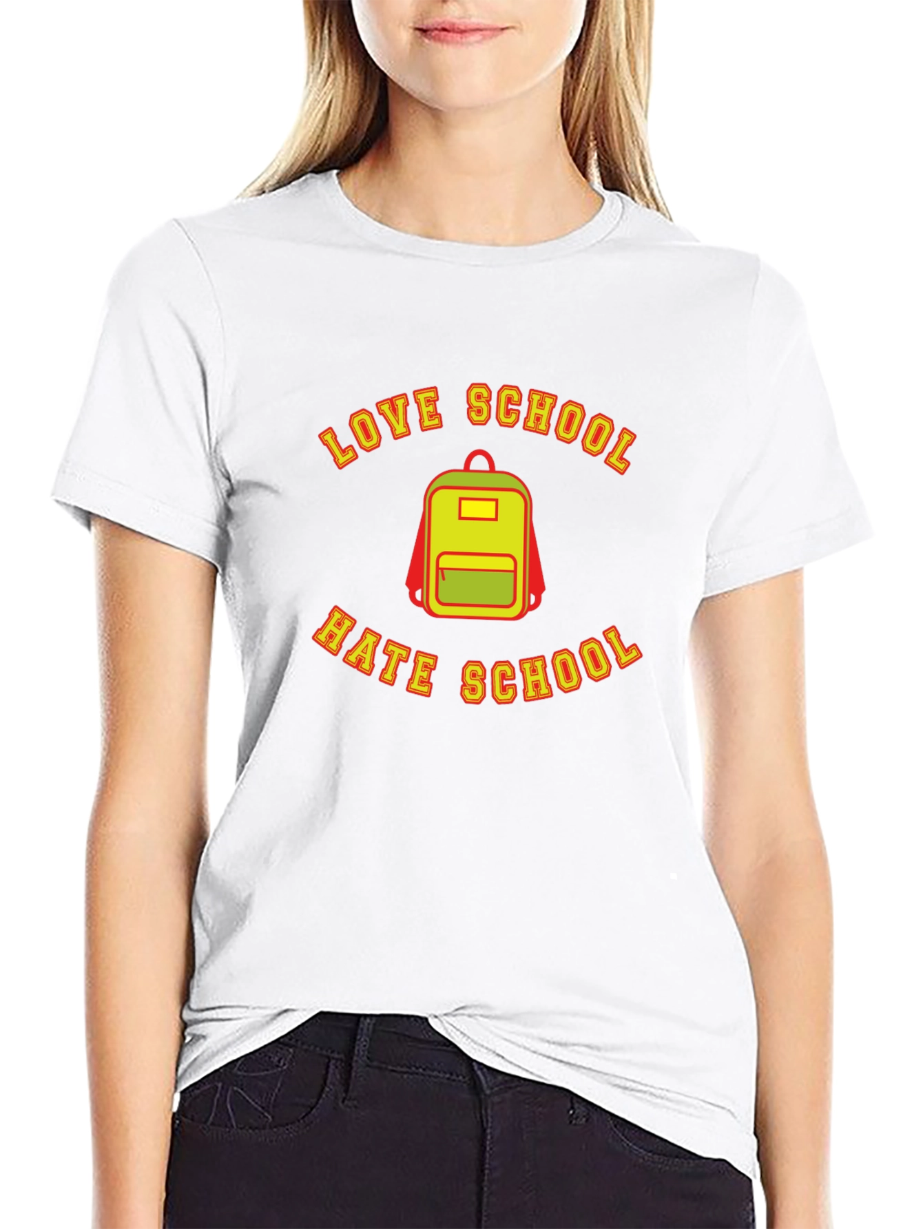 Love Hate School Backpack Graphic T-Shirt