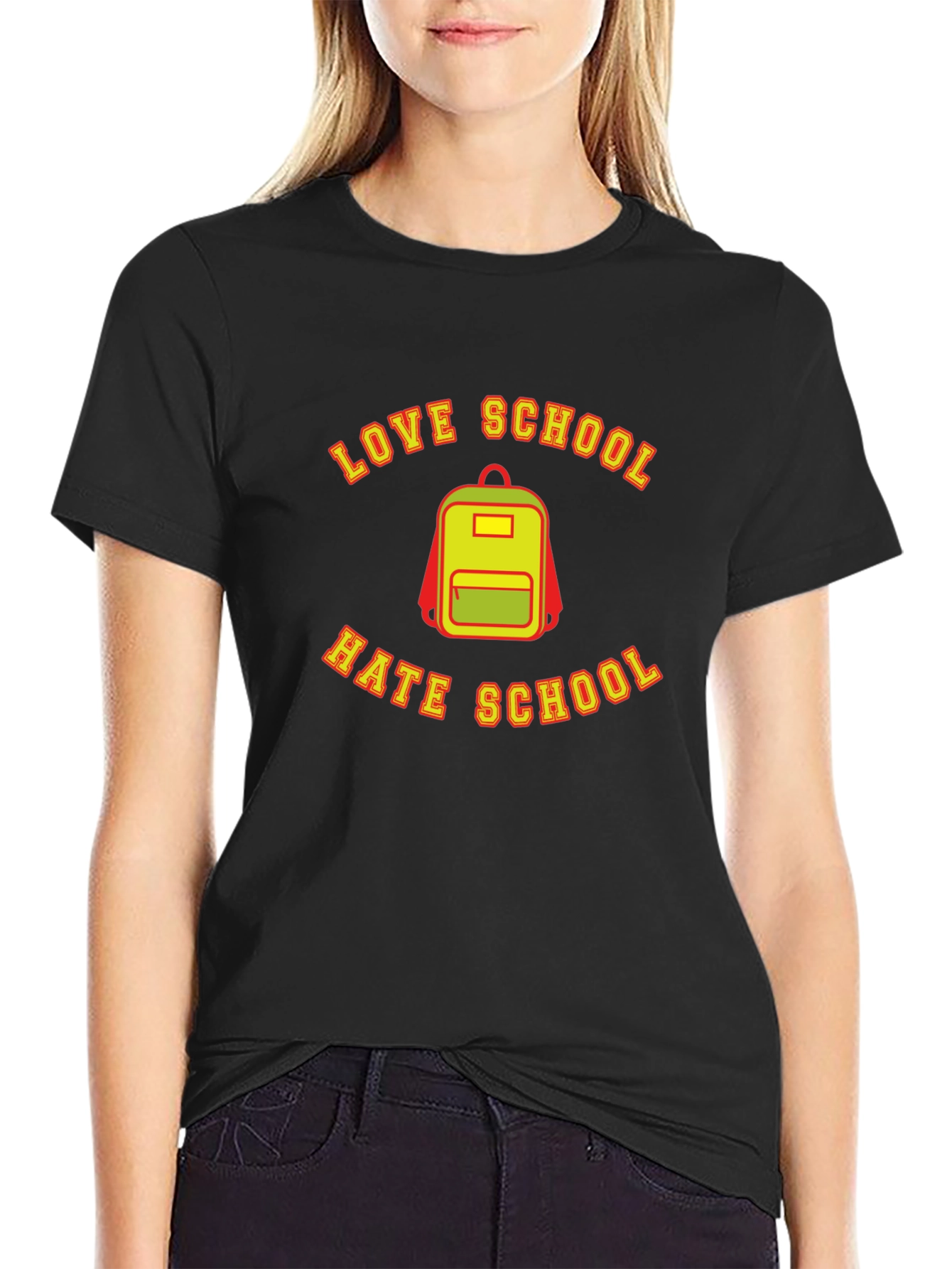 Love Hate School Backpack Graphic T-Shirt