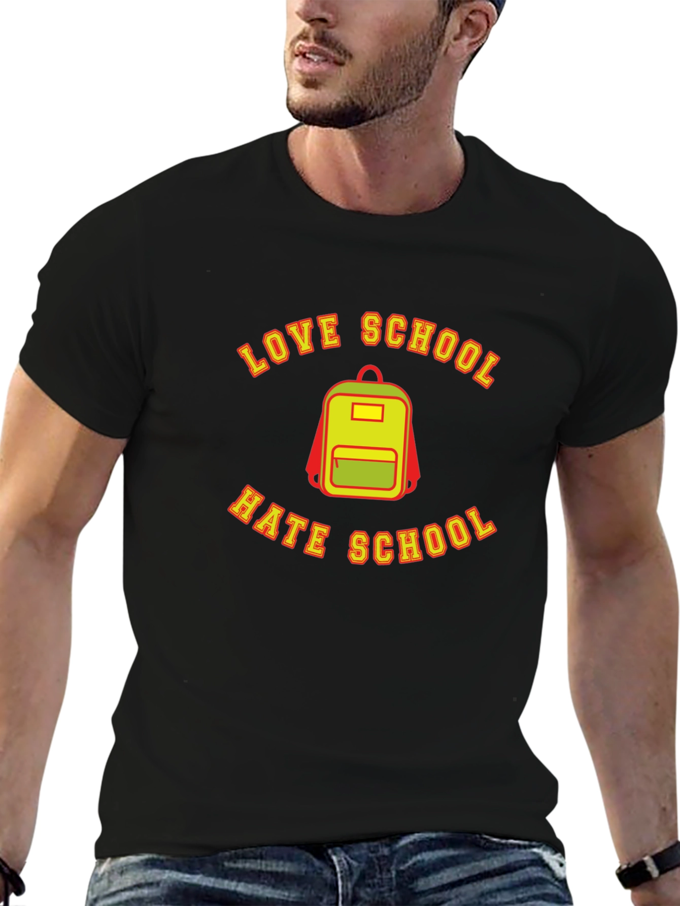 Love Hate School Backpack Graphic T-Shirt