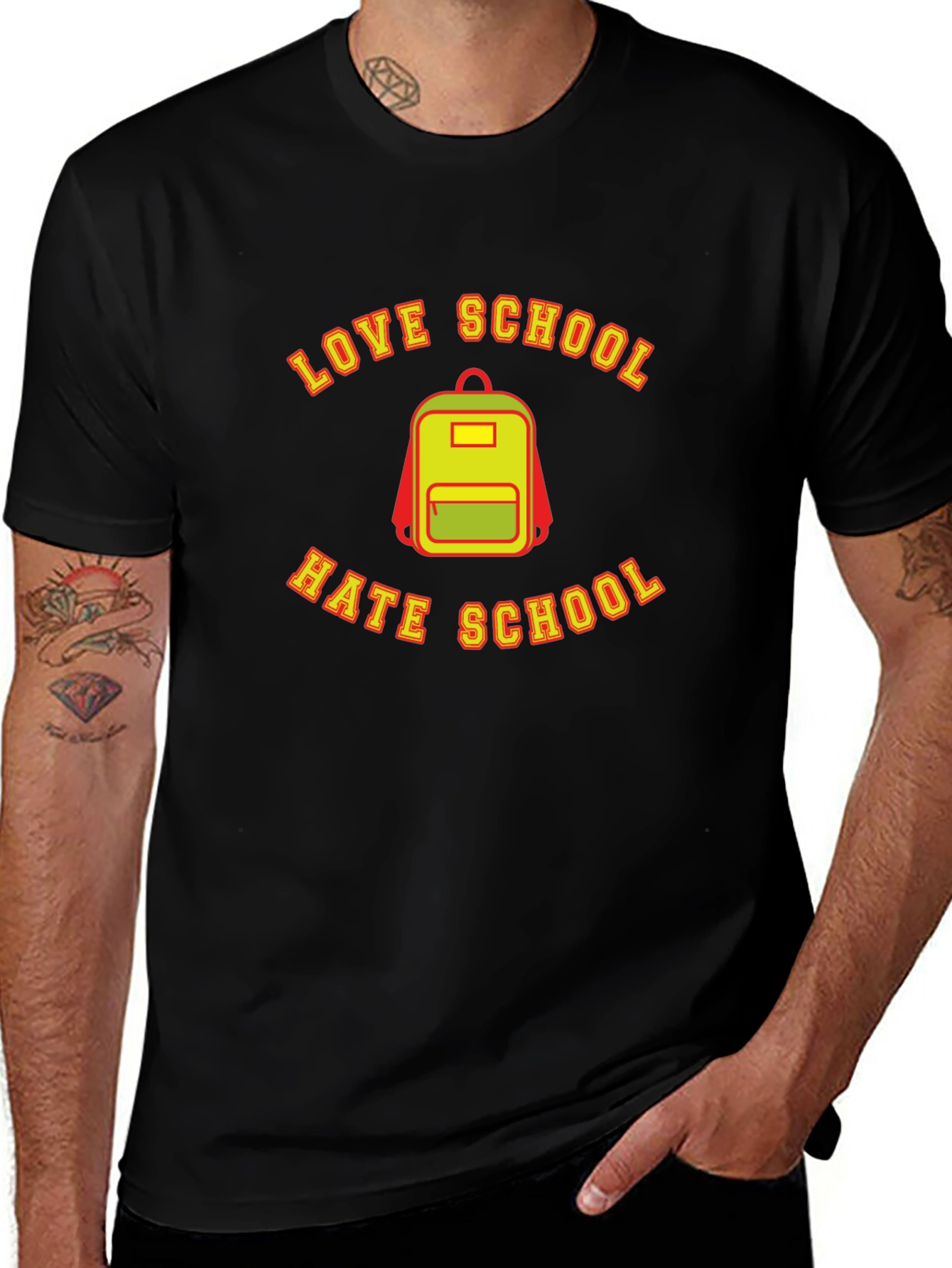 Love Hate School Backpack Graphic T-Shirt