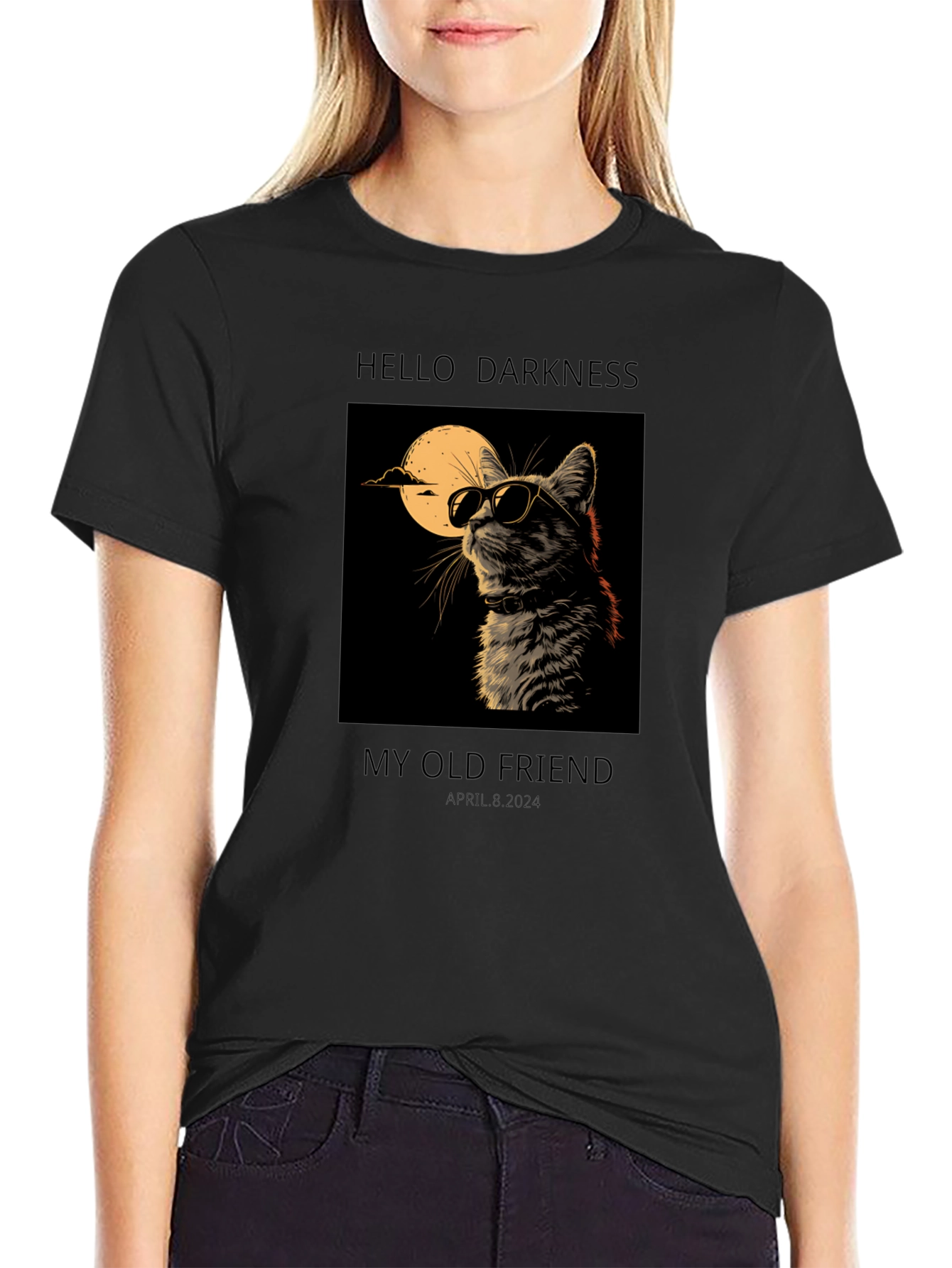 Hello Darkness My Old Friend Cat Graphic Tee