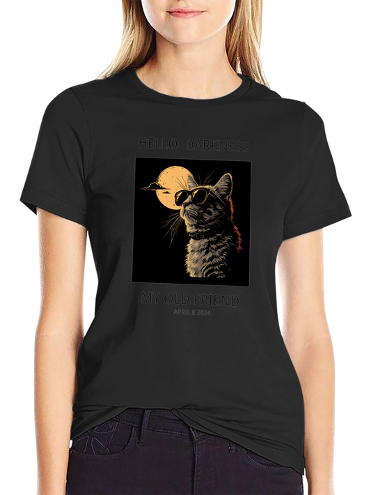 Hello Darkness My Old Friend Cat Graphic Tee