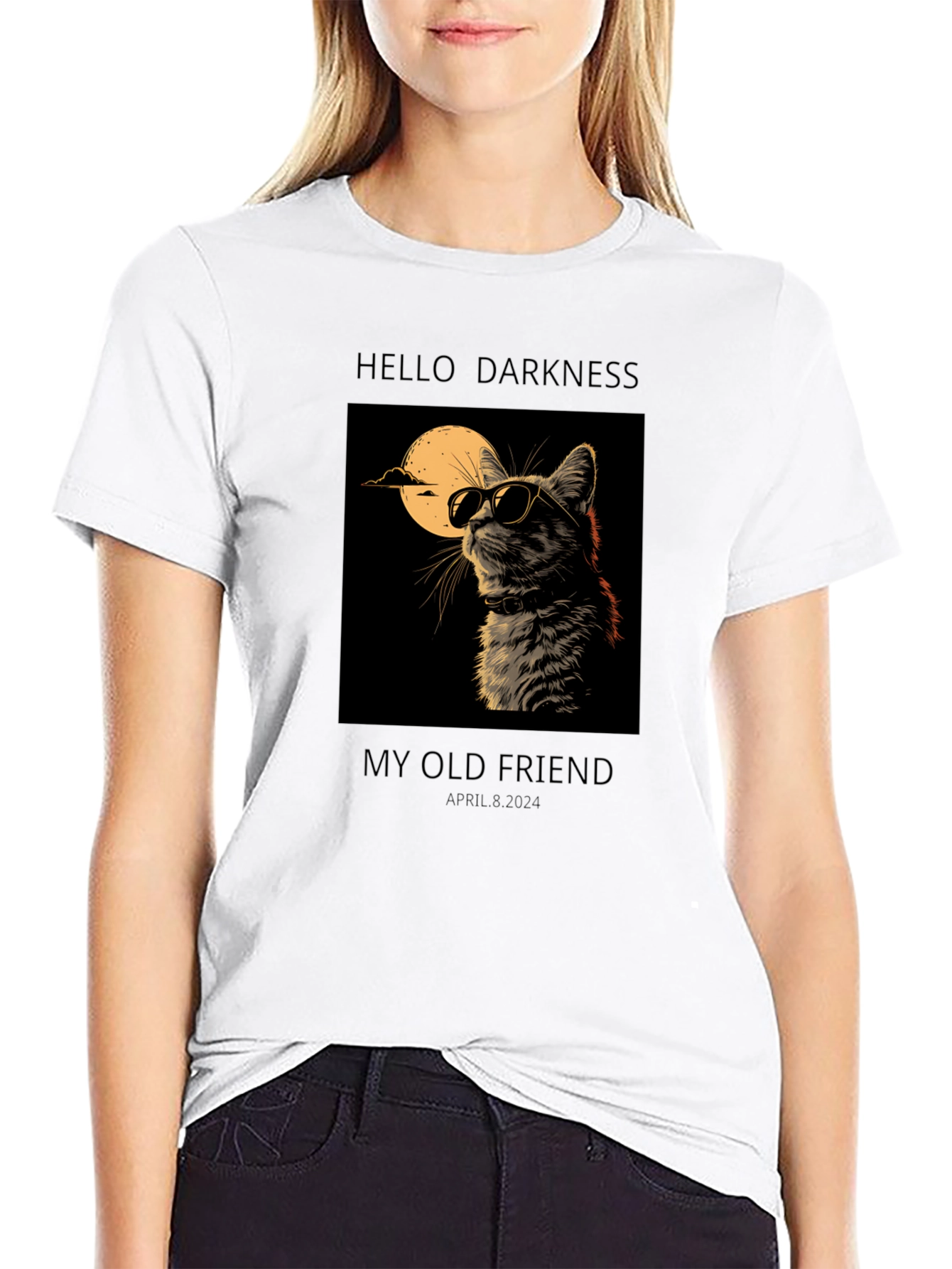 Hello Darkness My Old Friend Cat Graphic Tee