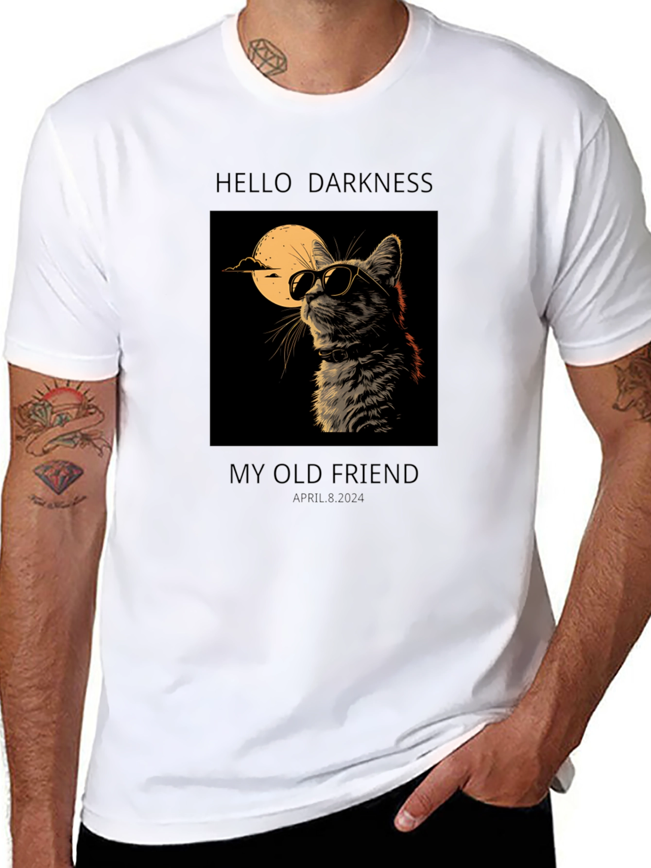 Hello Darkness My Old Friend Cat Graphic Tee