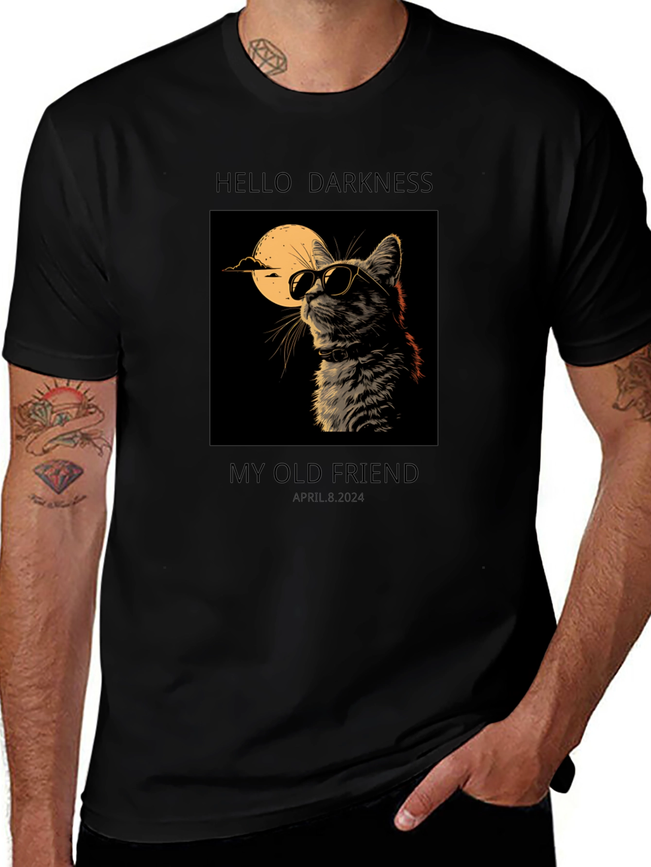 Hello Darkness My Old Friend Cat Graphic Tee