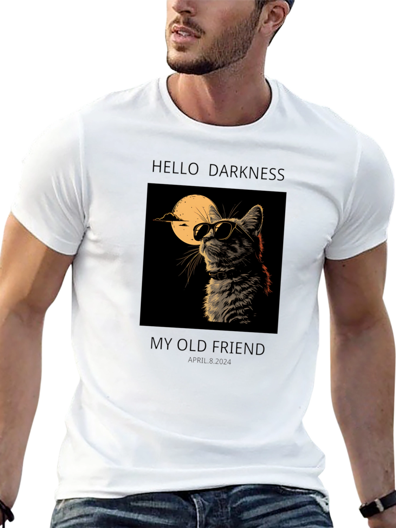 Hello Darkness My Old Friend Cat Graphic Tee