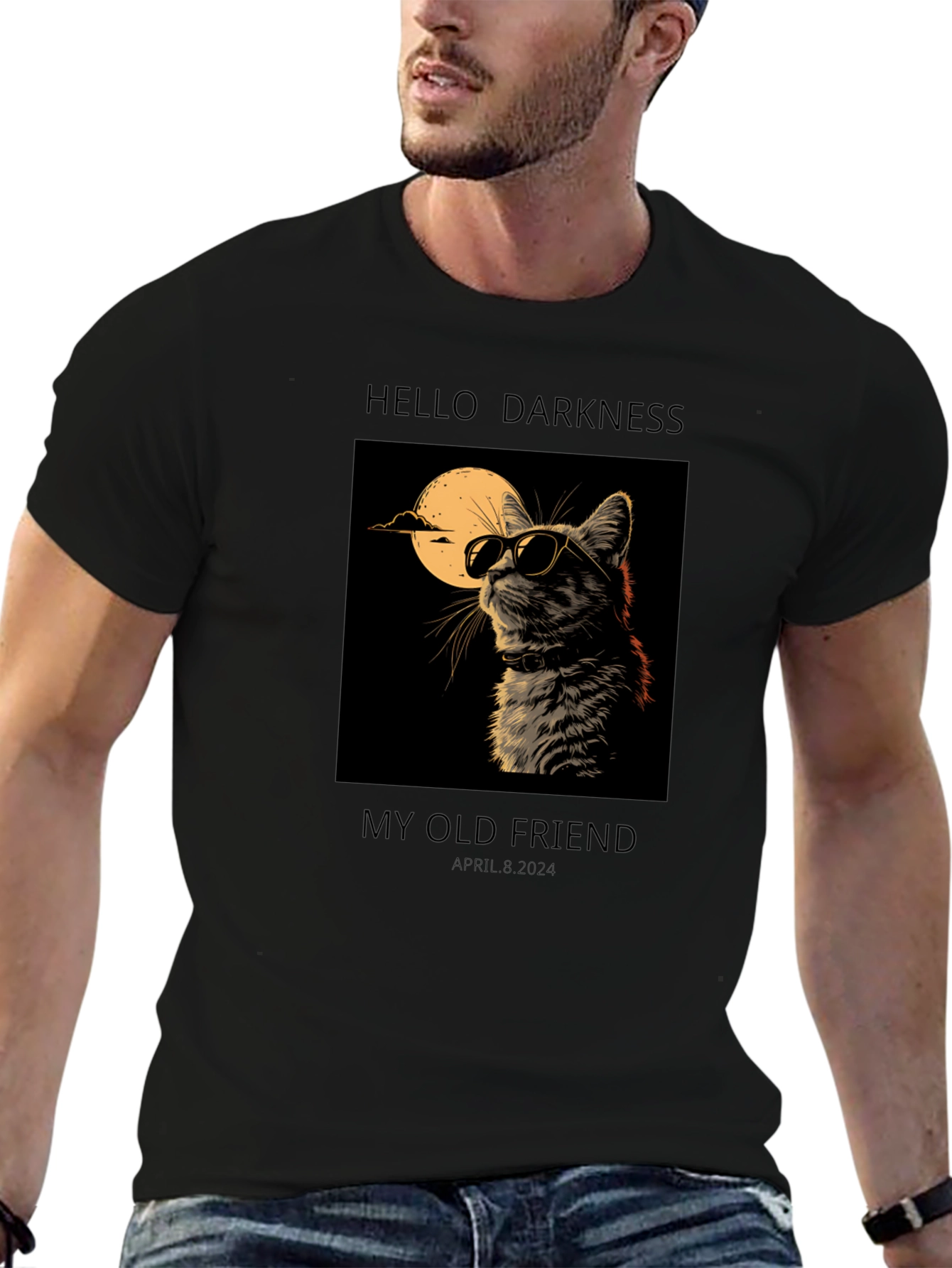Hello Darkness My Old Friend Cat Graphic Tee