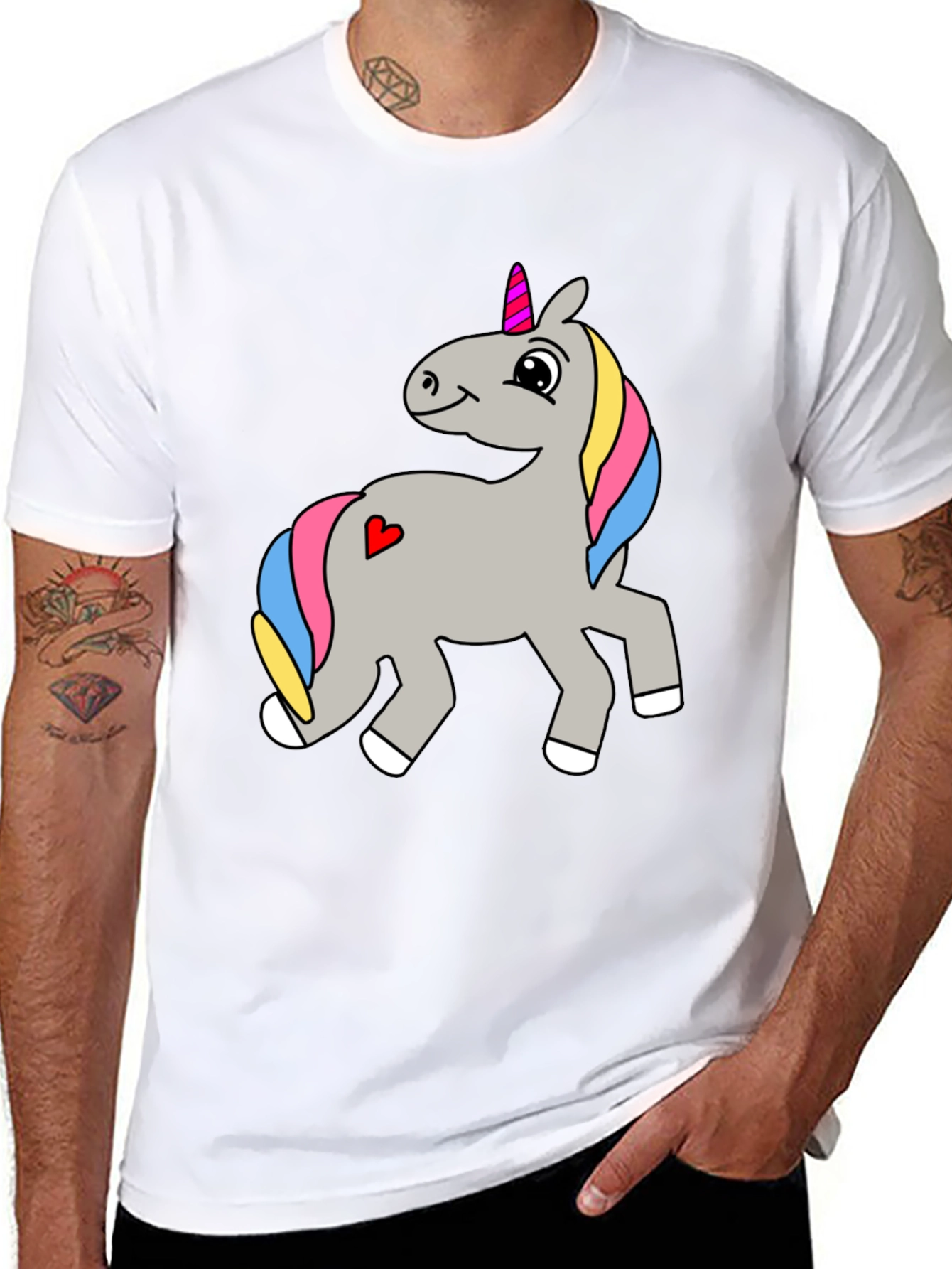 Mens Black Unicorn Graphic T-Shirt