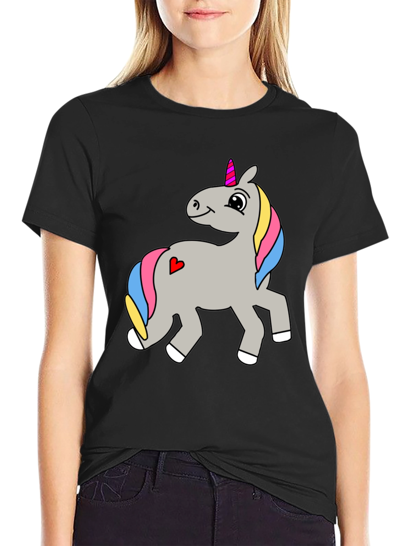 Mens Black Unicorn Graphic T-Shirt