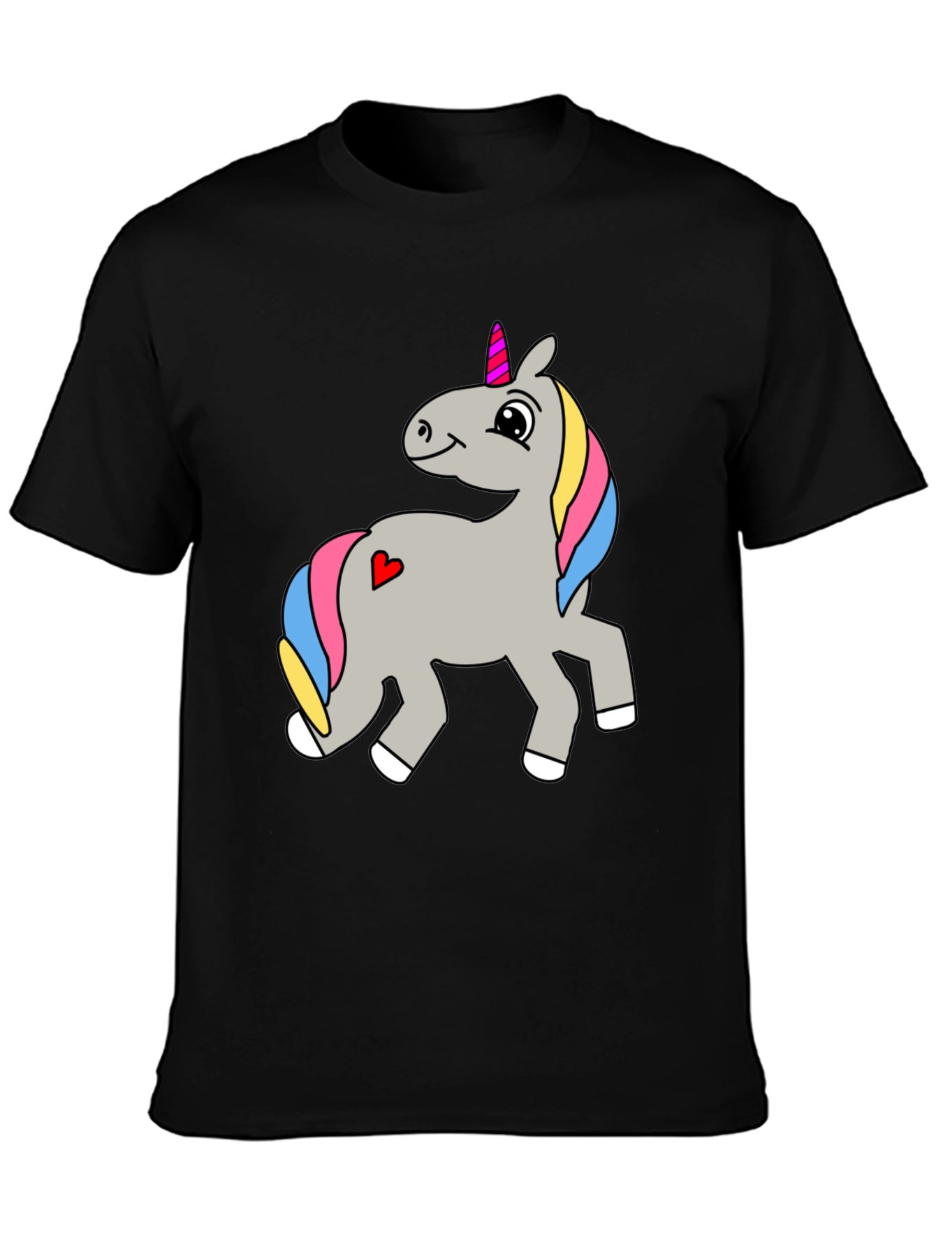 Mens Black Unicorn Graphic T-Shirt
