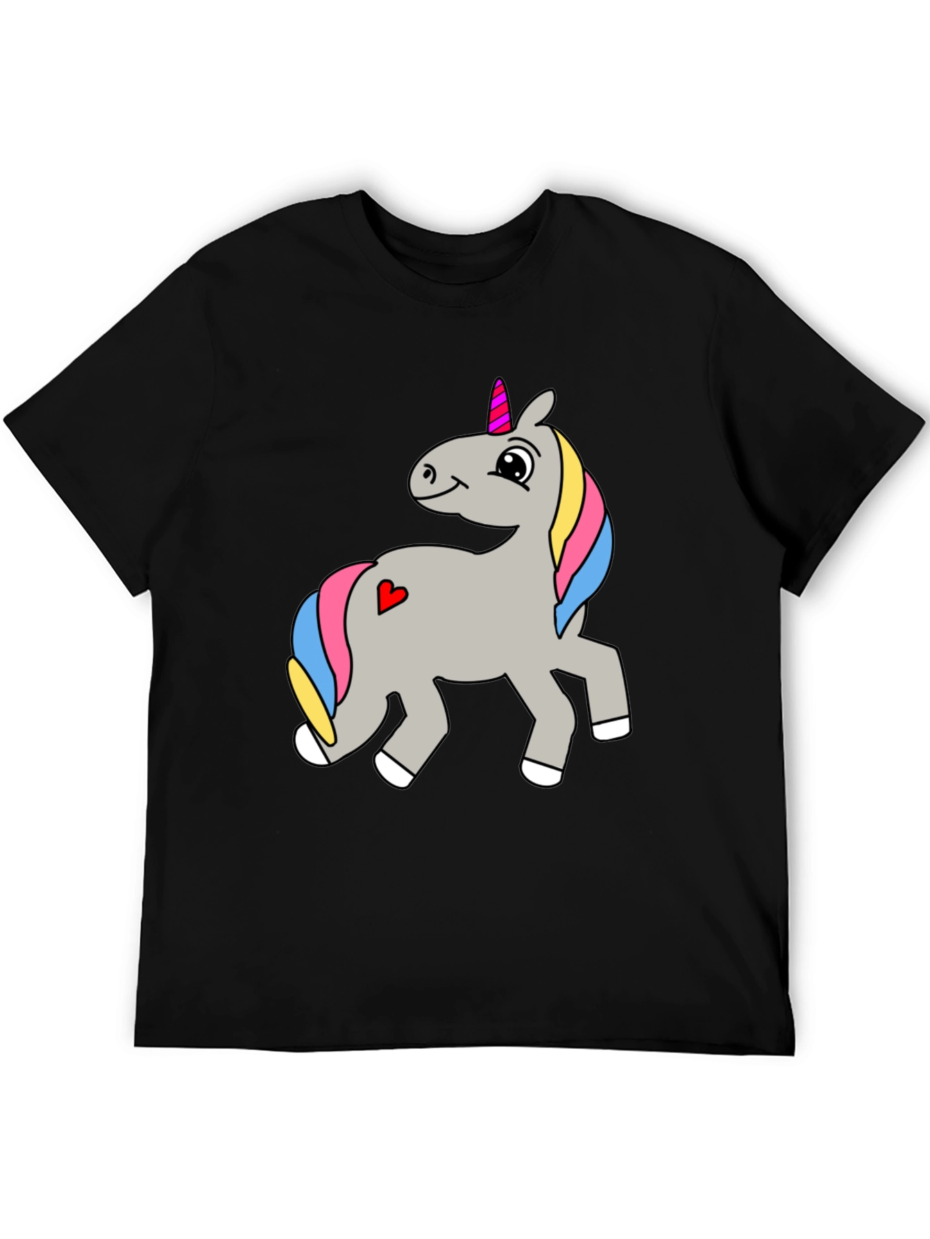 Mens Black Unicorn Graphic T-Shirt