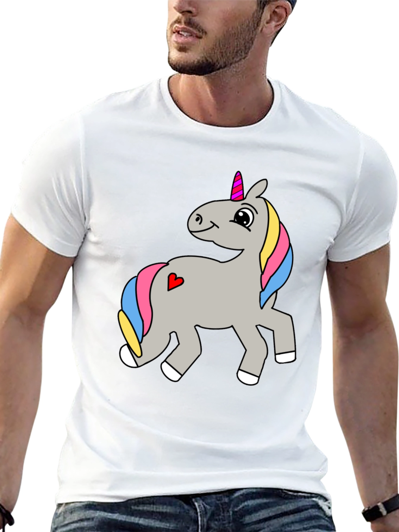 Mens Black Unicorn Graphic T-Shirt
