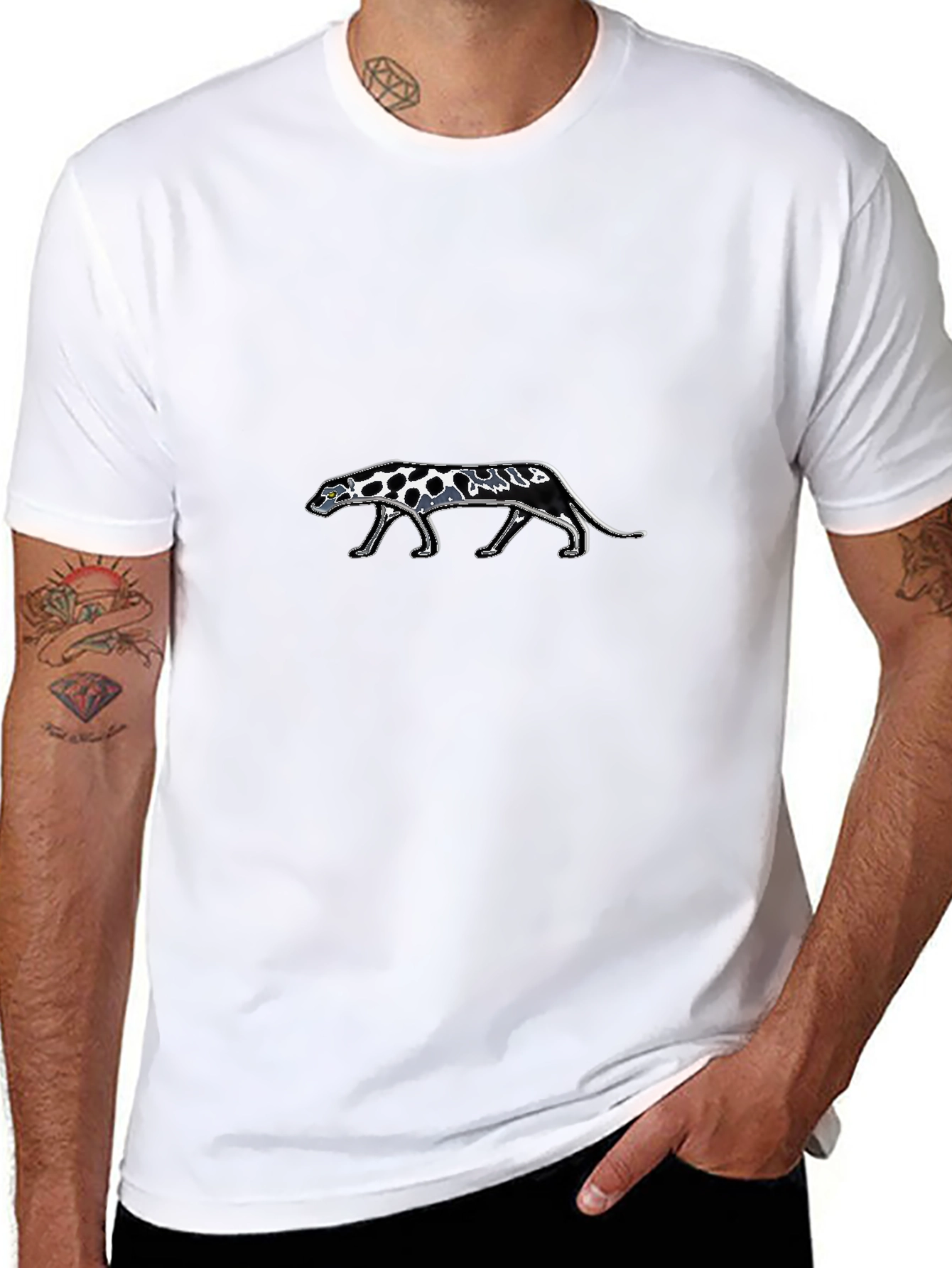 Black Tee with Panther Design