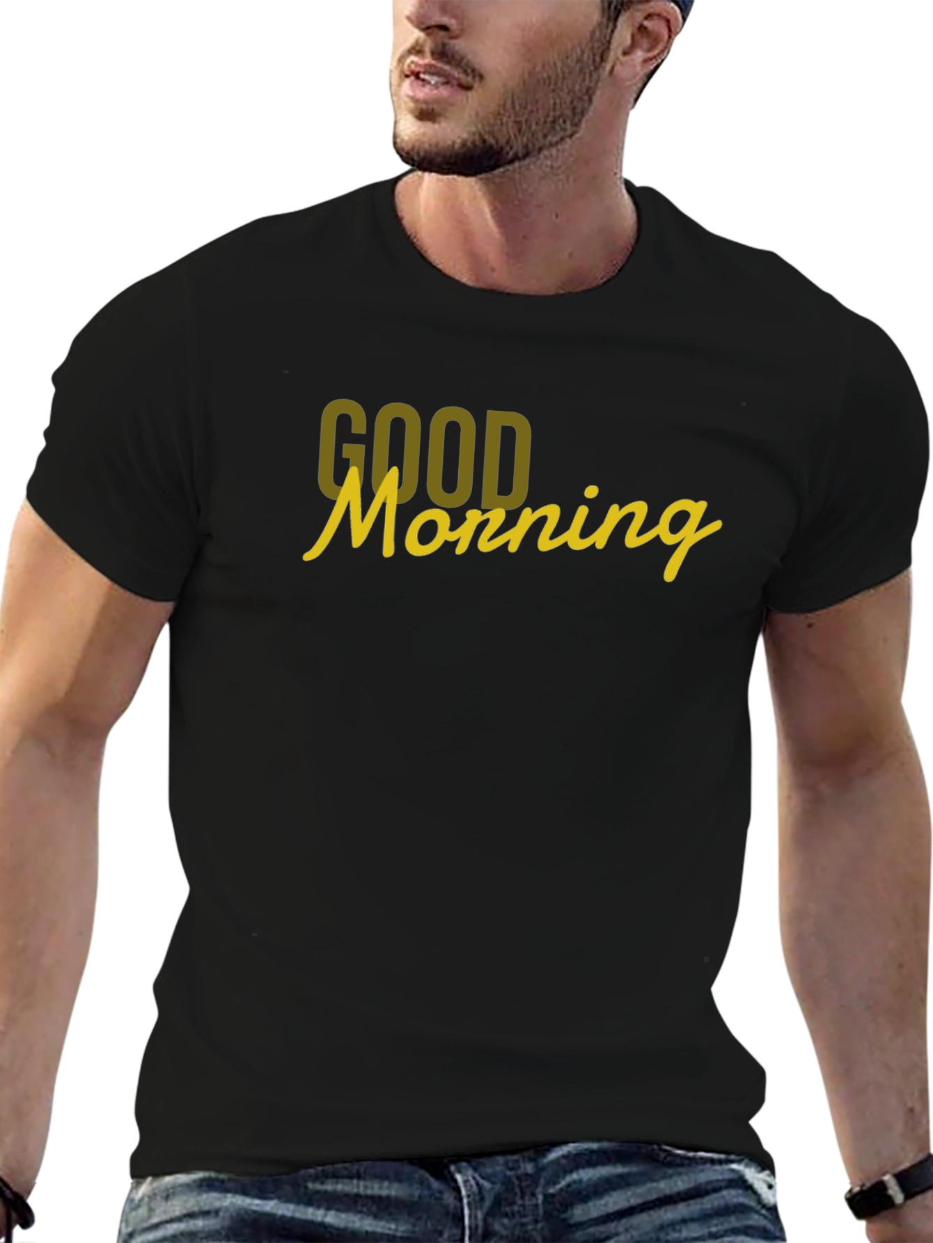 Good Morning Graphic Tee - Black Cotton T-Shirt