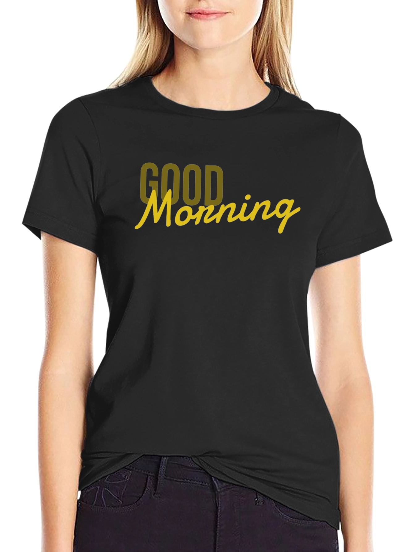 Good Morning Graphic Tee - Black Cotton T-Shirt