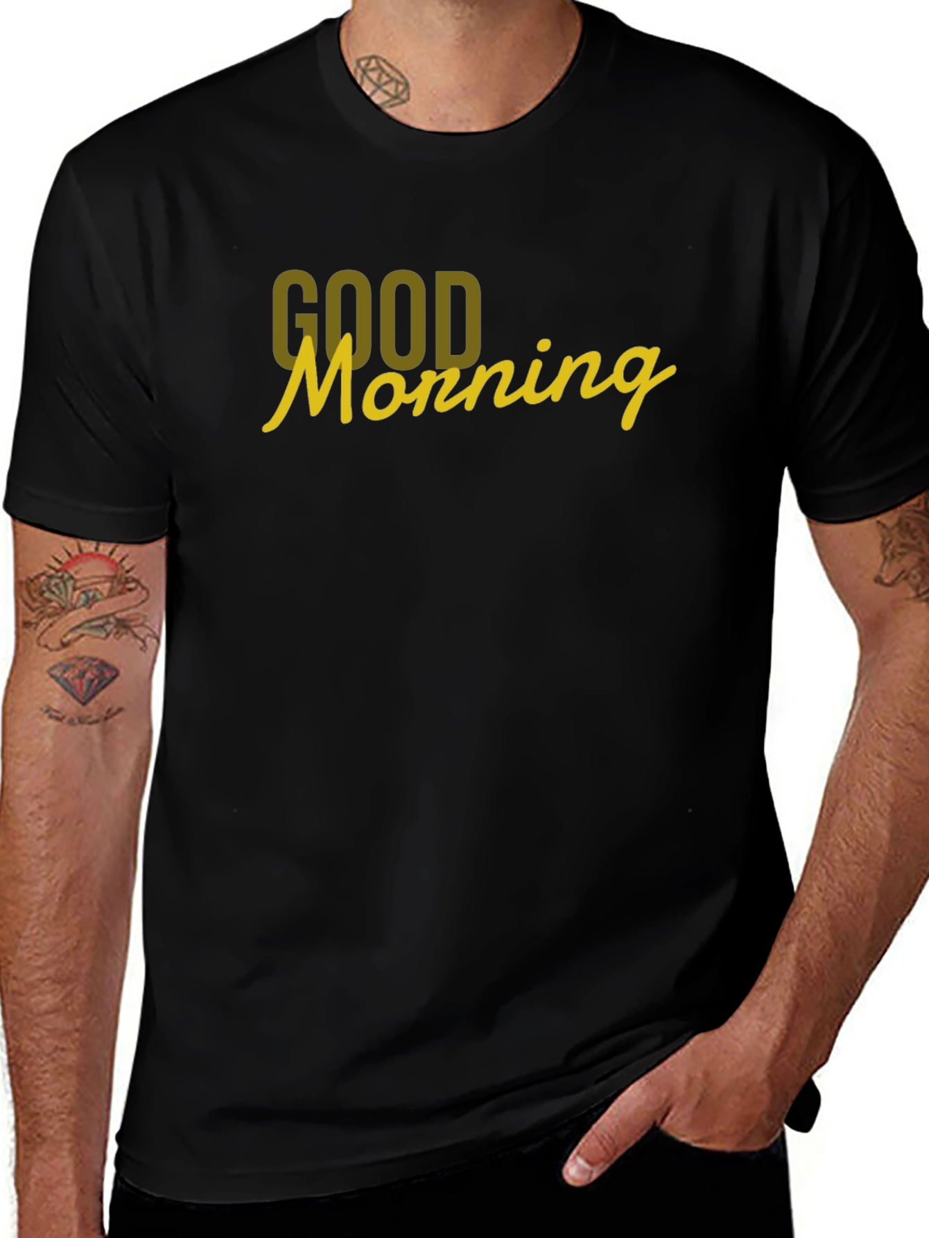 Good Morning Graphic Tee - Black Cotton T-Shirt