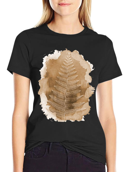 Fern Print Black T-Shirt - Nature Inspired Graphic Tee