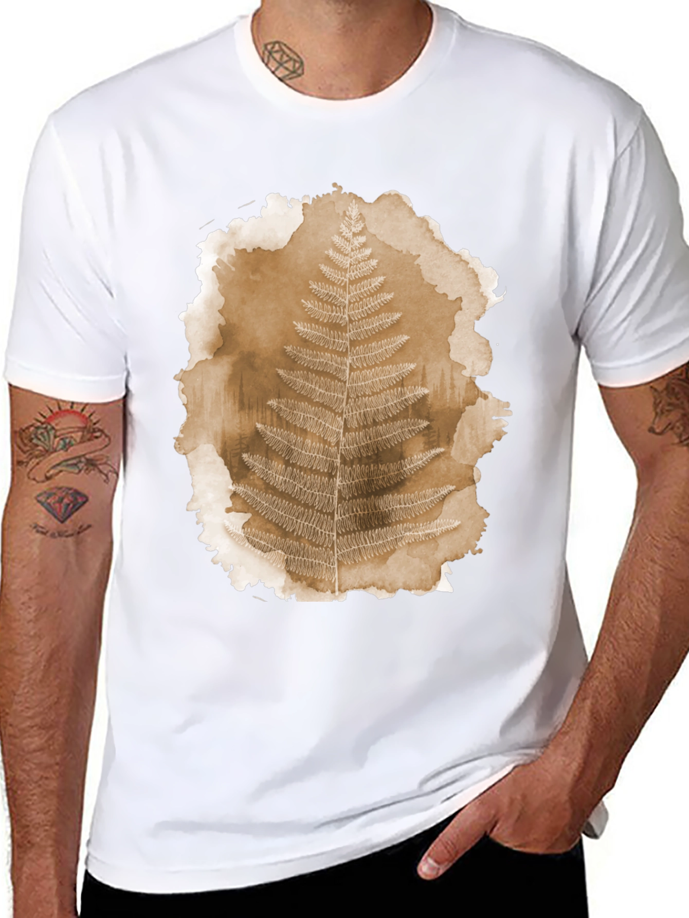 Fern Print Black T-Shirt - Nature Inspired Graphic Tee